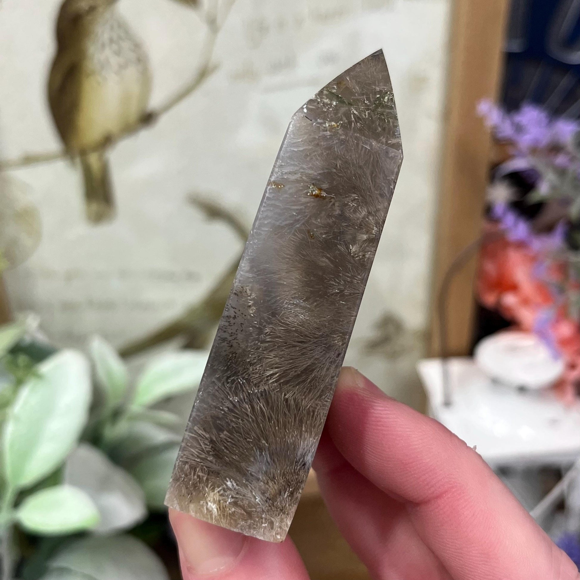 Rare Rutilated Moss Agate Tower | Unique Moss Agate | Rutilated Agate | Rutile