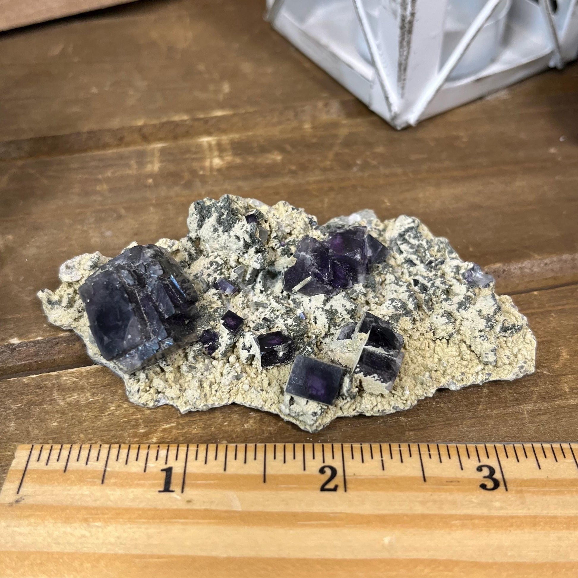 Cubic Fluorite Specimen on Matrix | Dark Purple Fluorite