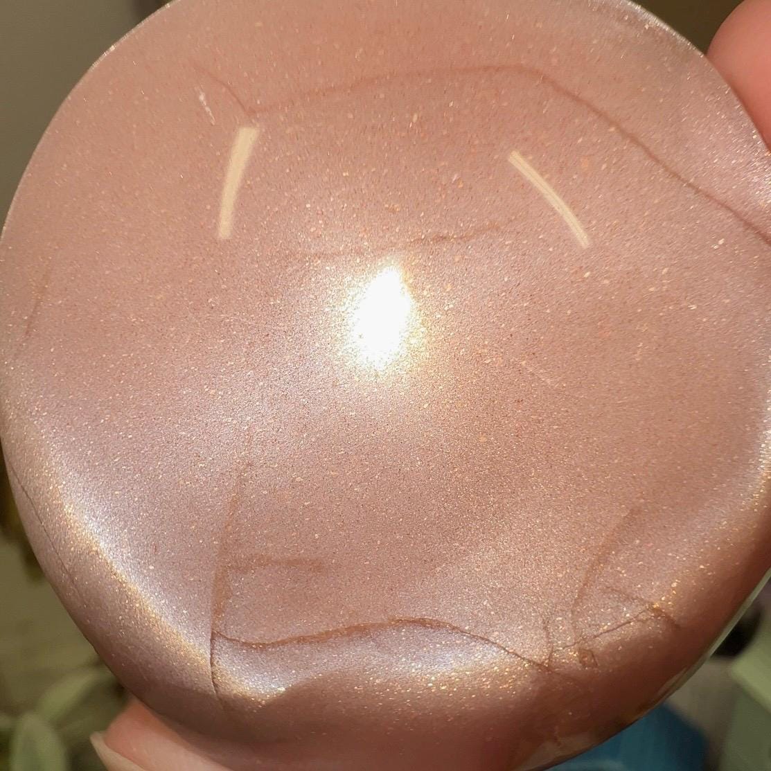 Flashy Peach Moonstone with Sunstone Palm | Confetti Sunstone | Rainbow Sunstone Palm Stone