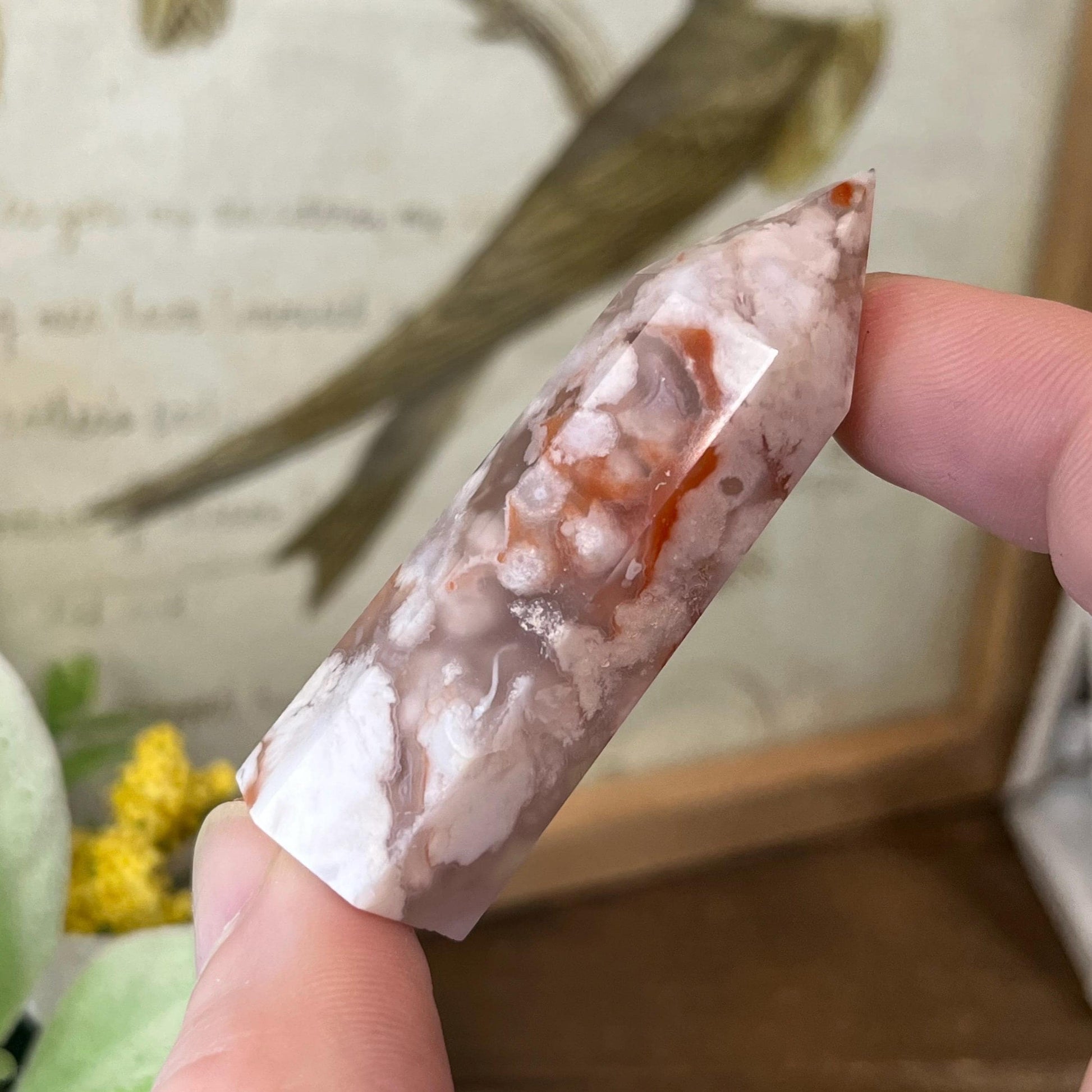 Small Flower Agate Tower | High Quality Flower Agate | Red Flower Agate