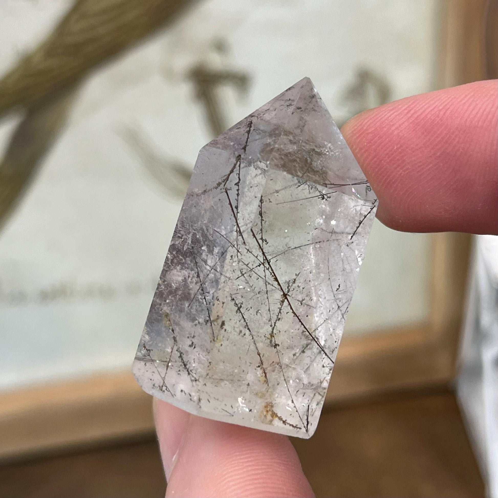 Small High Quality Black Rutile in Quartz Tower | Black Tourmaline Quartz Tower | Tourmalinated Quartz