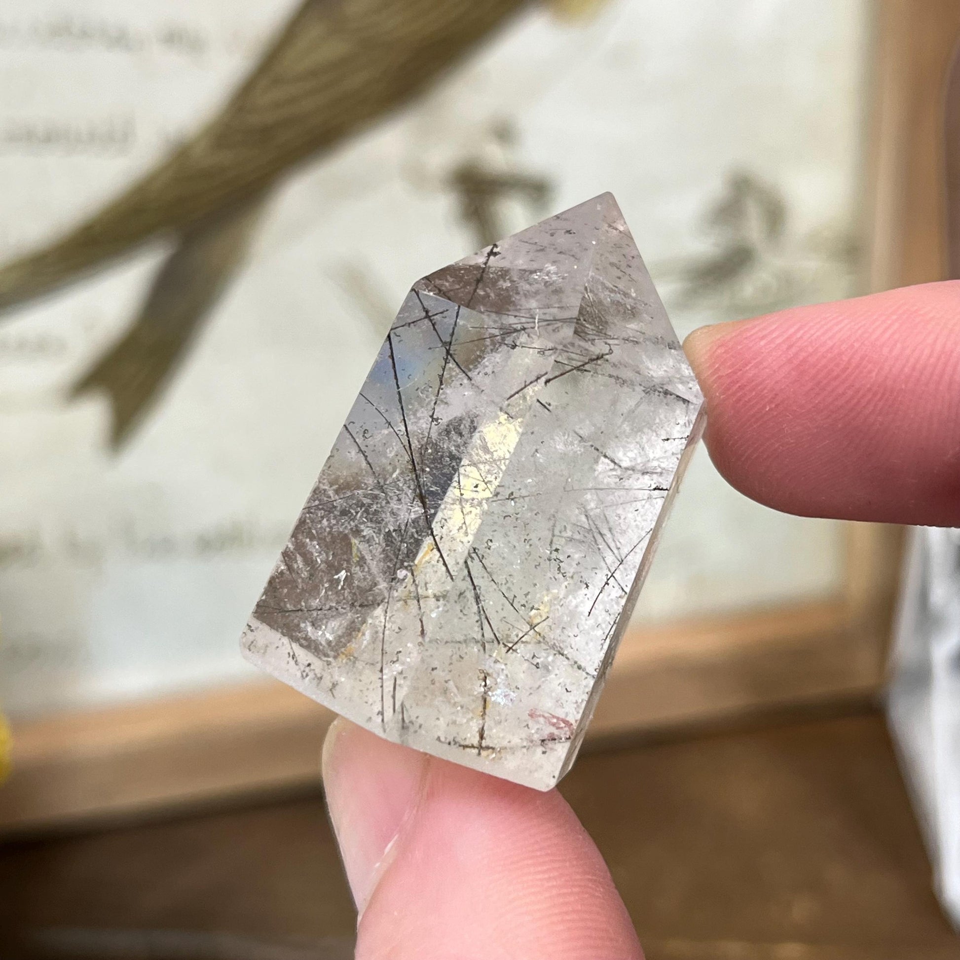 Small High Quality Black Rutile in Quartz Tower | Black Tourmaline Quartz Tower | Tourmalinated Quartz