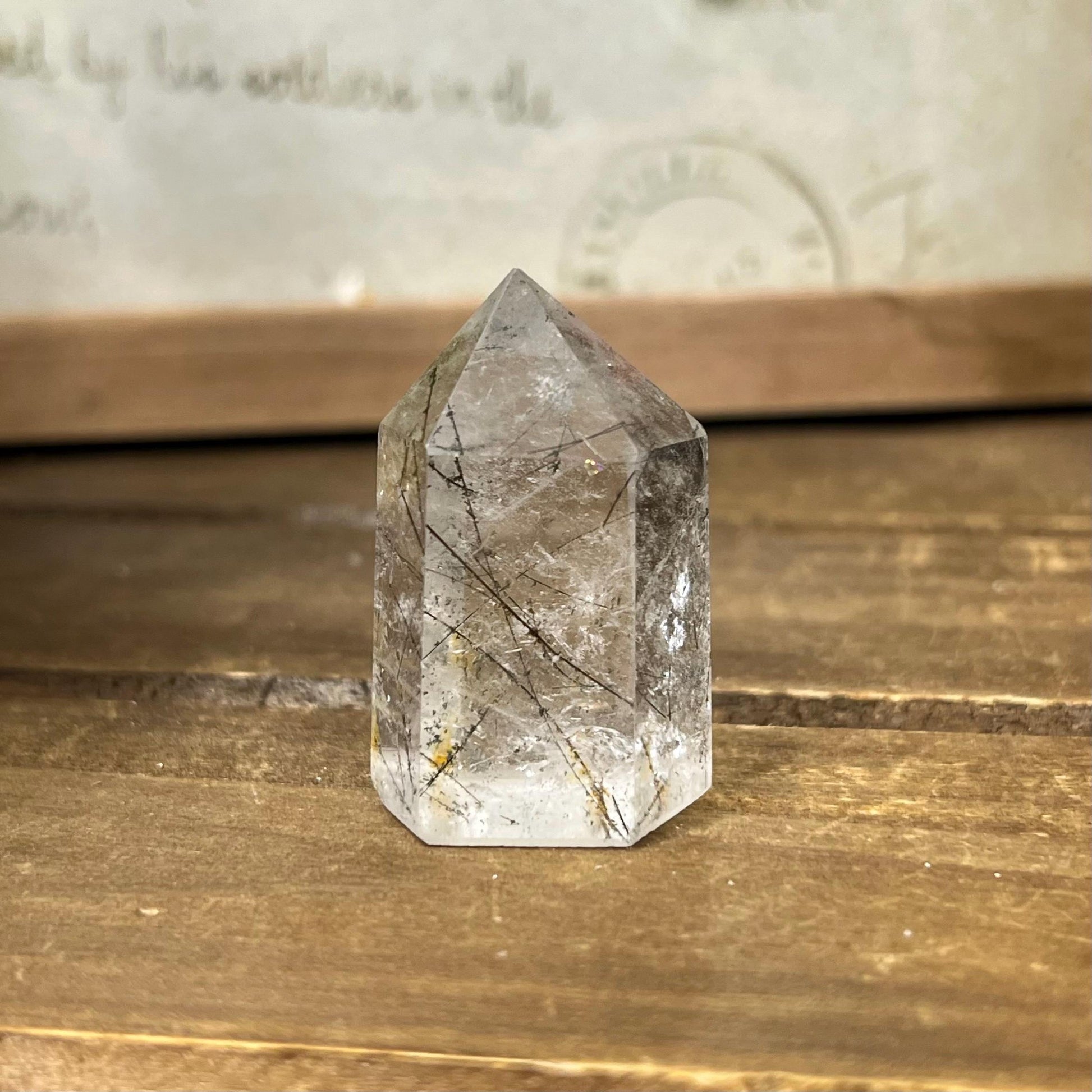 Small High Quality Black Rutile in Quartz Tower | Black Tourmaline Quartz Tower | Tourmalinated Quartz