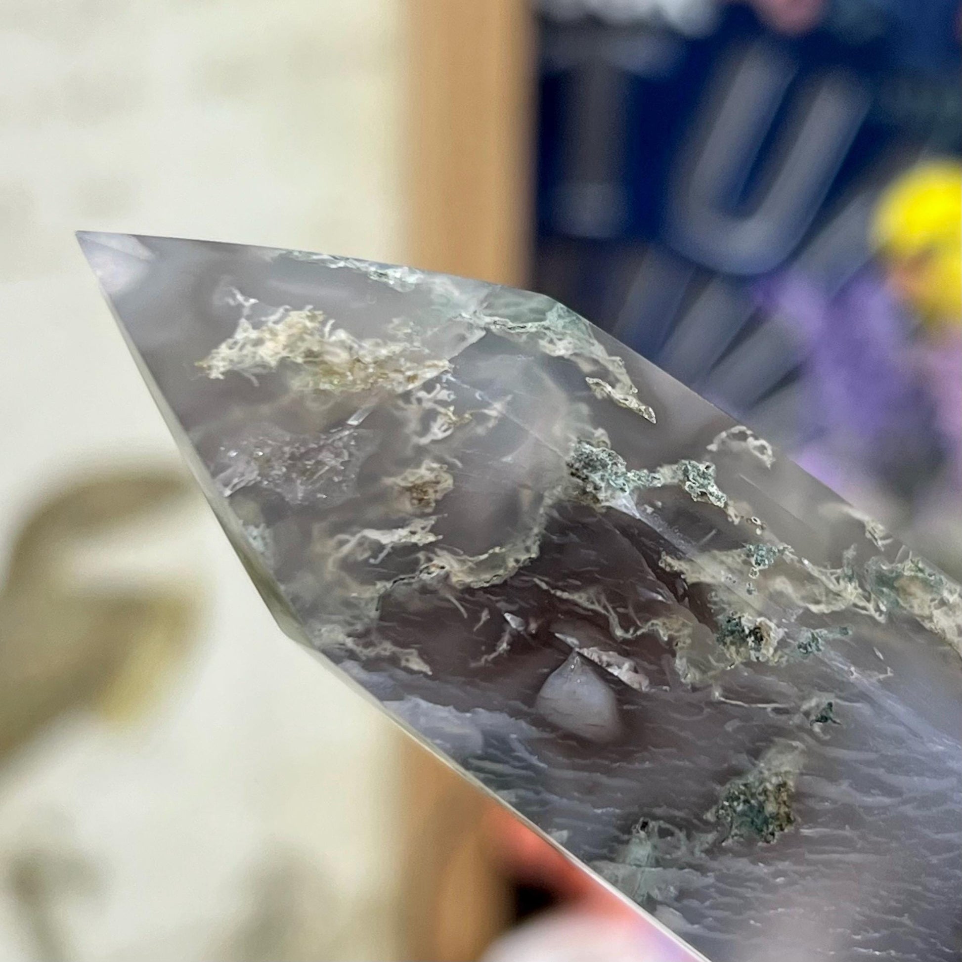 High Quality Moss Agate Tower | Blue Moss Agate