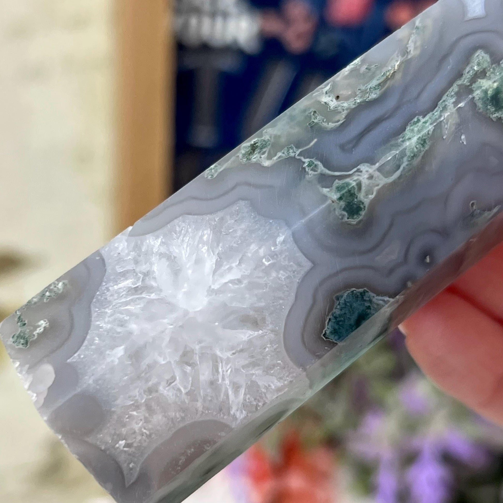 High Quality Moss Agate Tower | Blue Moss Agate