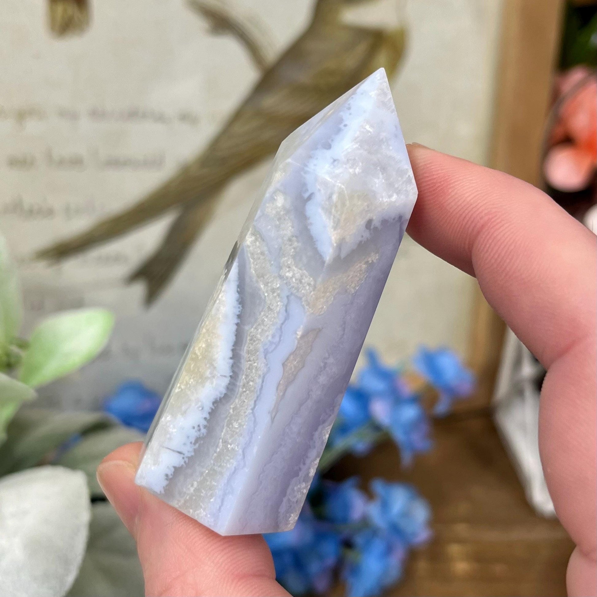 High Quality Blue Lace Agate Tower | Druzy Blue Lace Agate