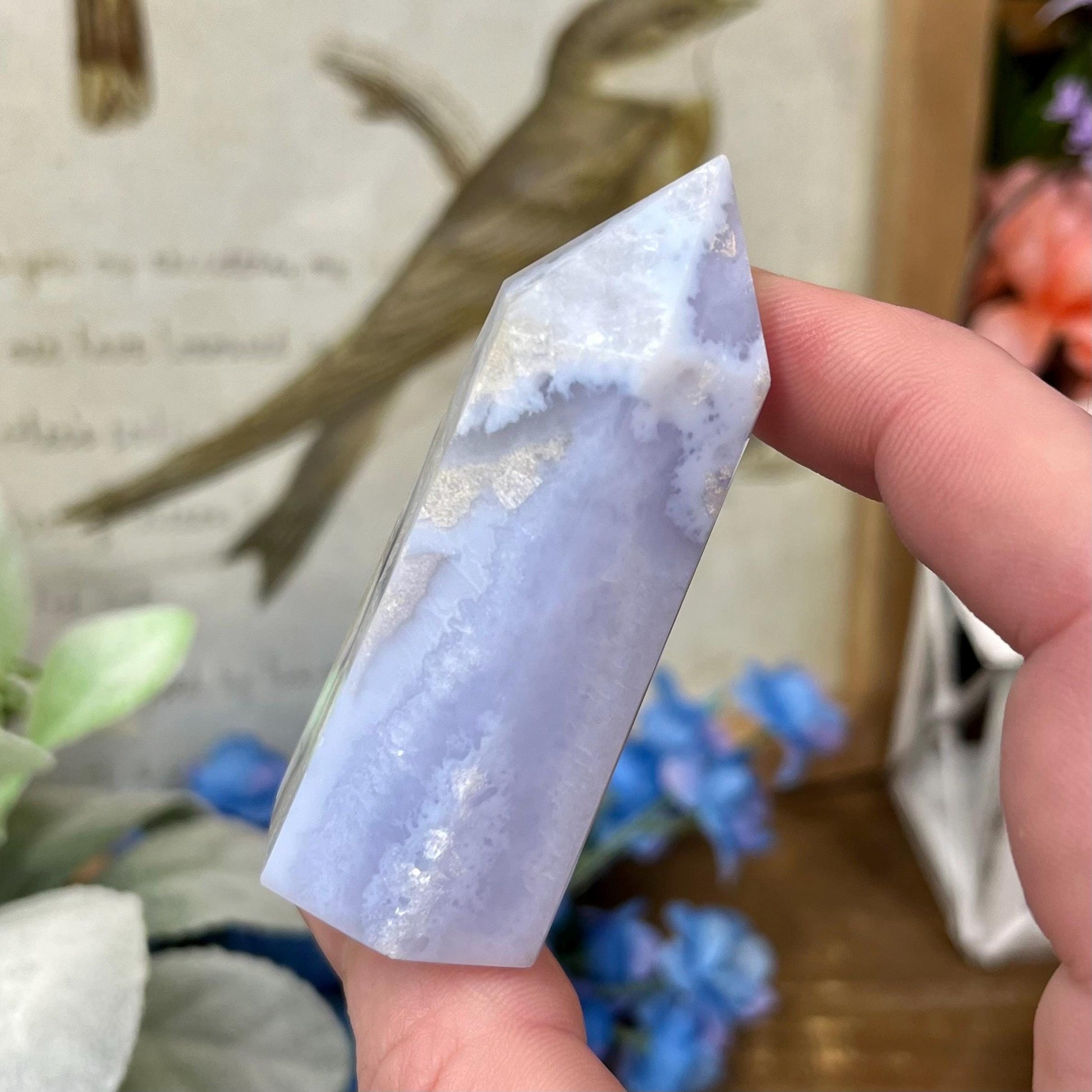 High Quality Blue Lace Agate Tower | Druzy Blue Lace Agate