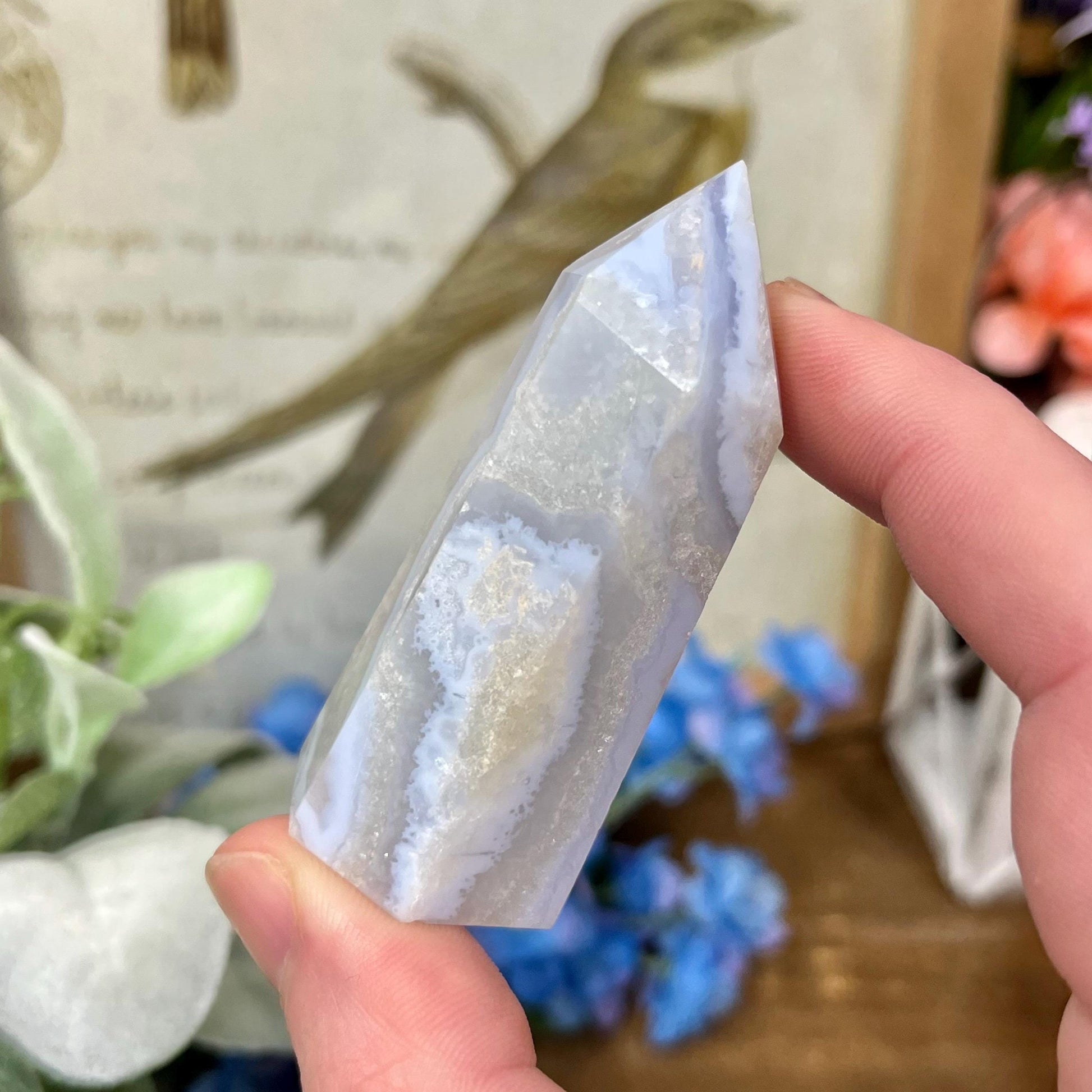 High Quality Blue Lace Agate Tower | Druzy Blue Lace Agate