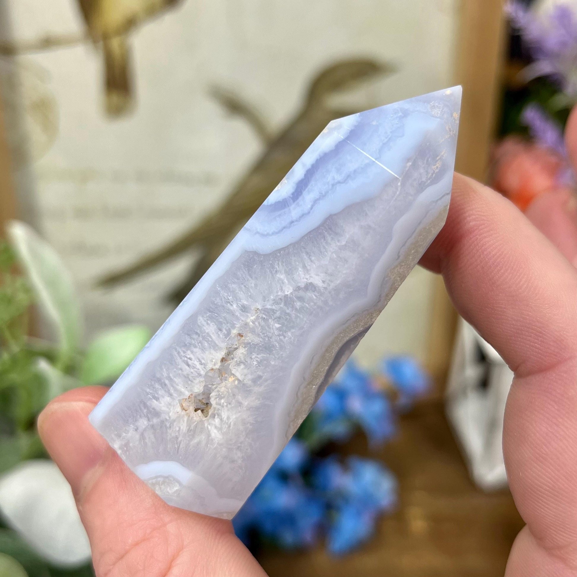 High Quality Blue Lace Agate Tower | Druzy Blue Lace Agate