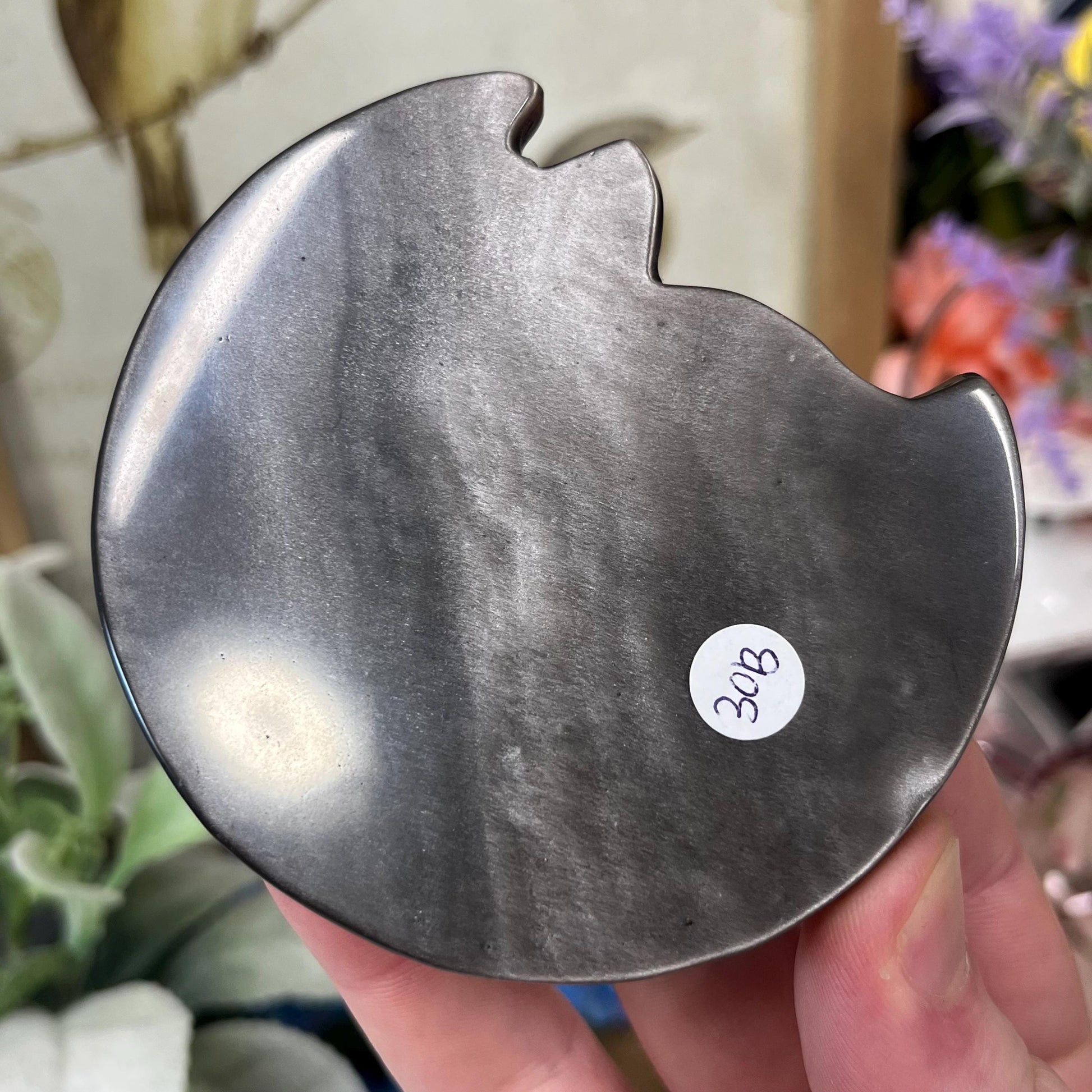 Silver Obsidian Fox Carving with Stand | Silver Sheen Obsidian | Crystal Fox | Crystal Kitsune