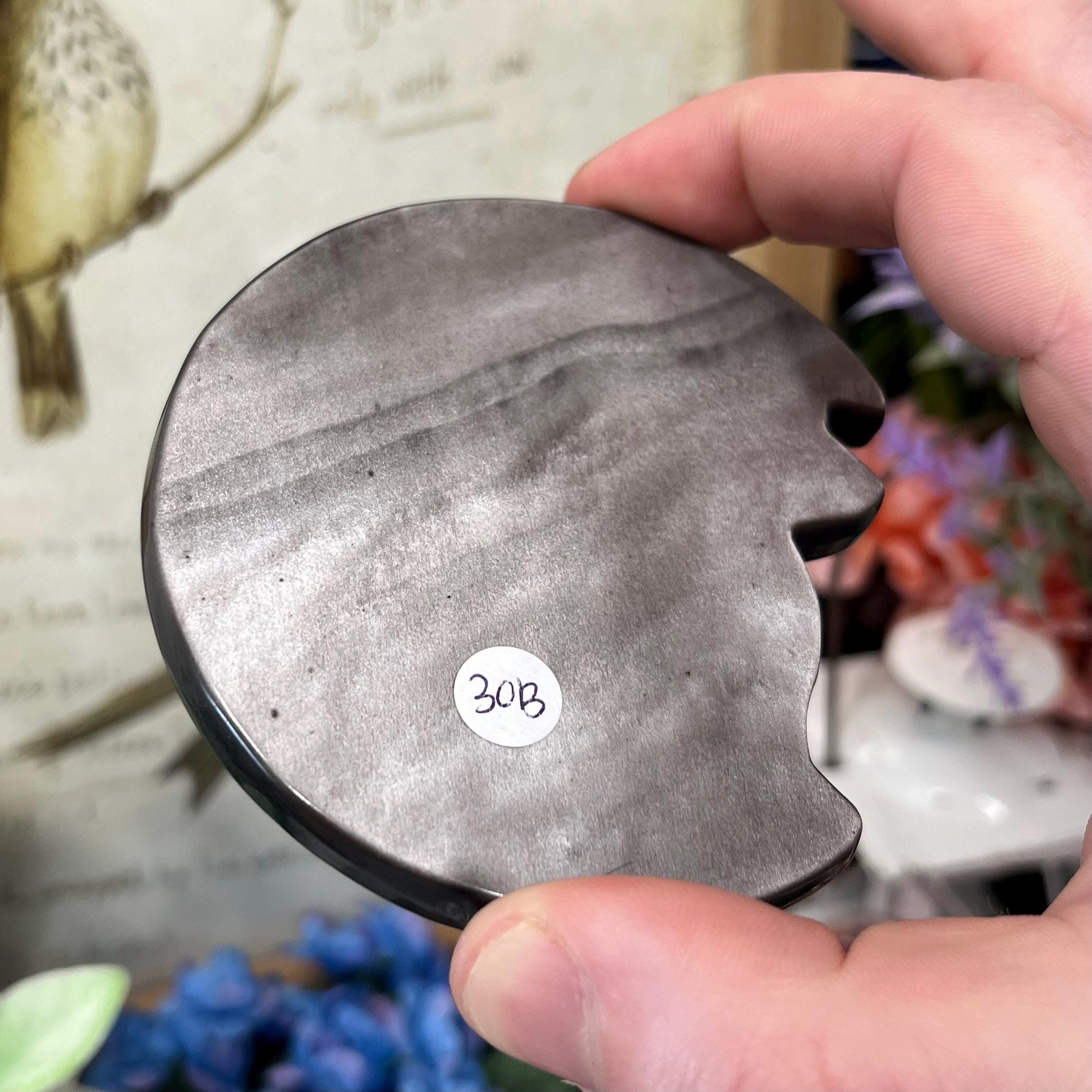 Silver Obsidian Fox Carving with Stand | Silver Sheen Obsidian | Crystal Fox | Crystal Kitsune