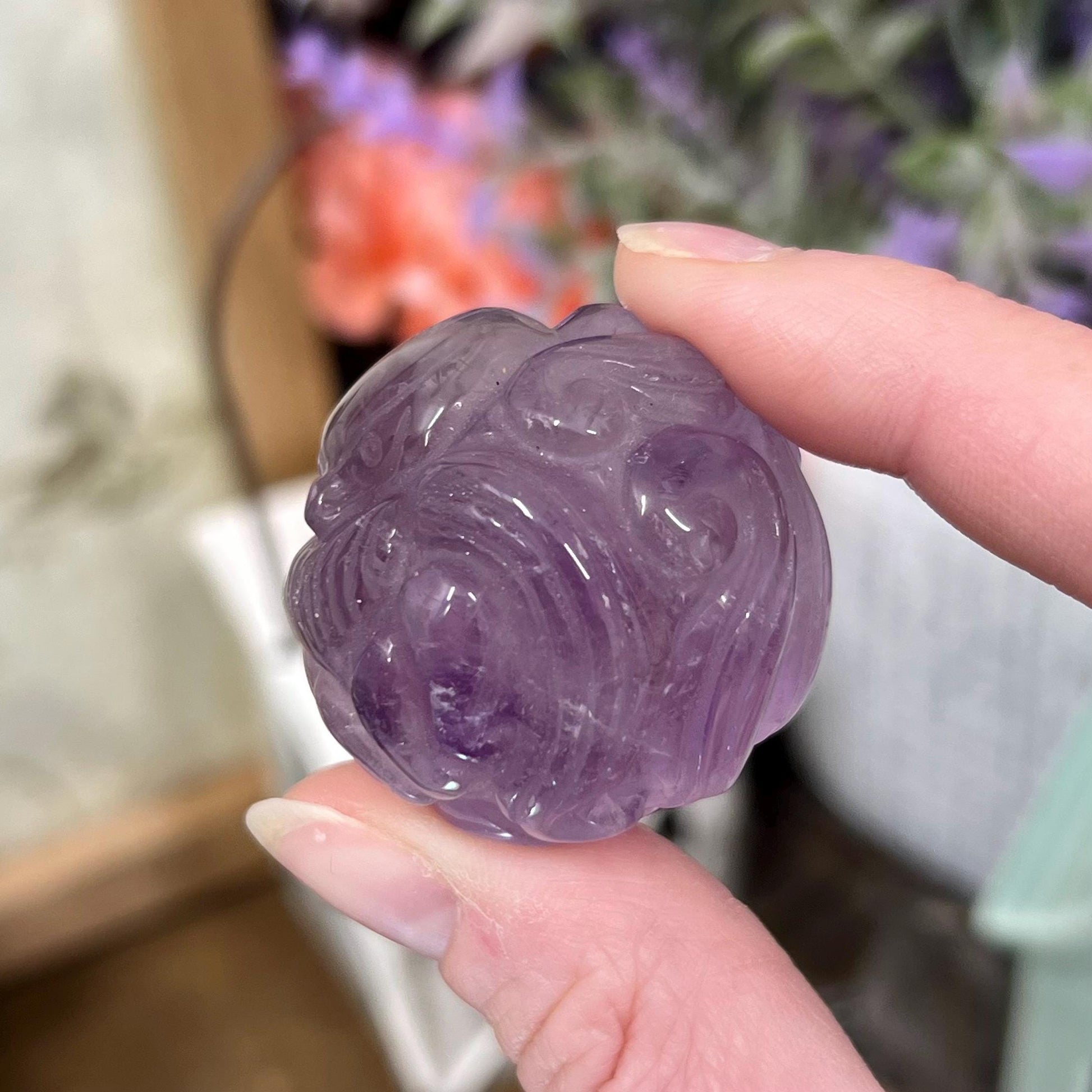 Amethyst Fox Sphere | Crystal Nine Tailed Fox | Amethyst Kitsune Carving | Crystal Fox