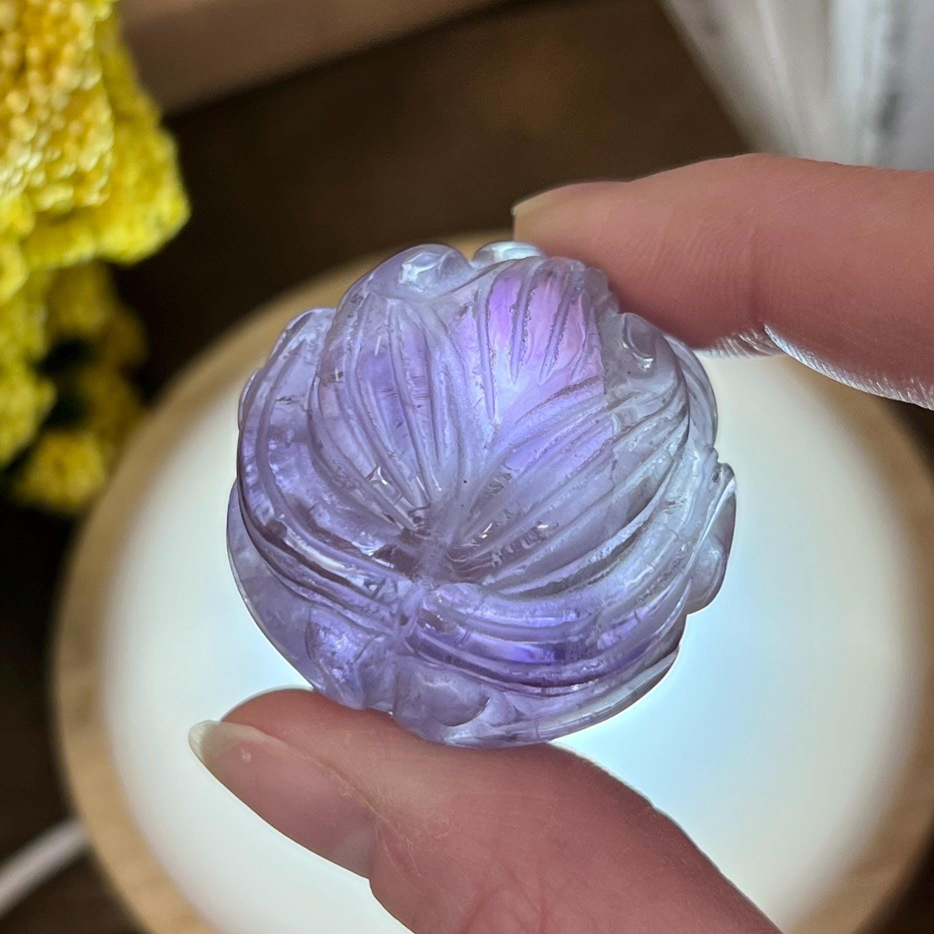 Amethyst Fox Sphere | Crystal Nine Tailed Fox | Amethyst Kitsune Carving | Crystal Fox