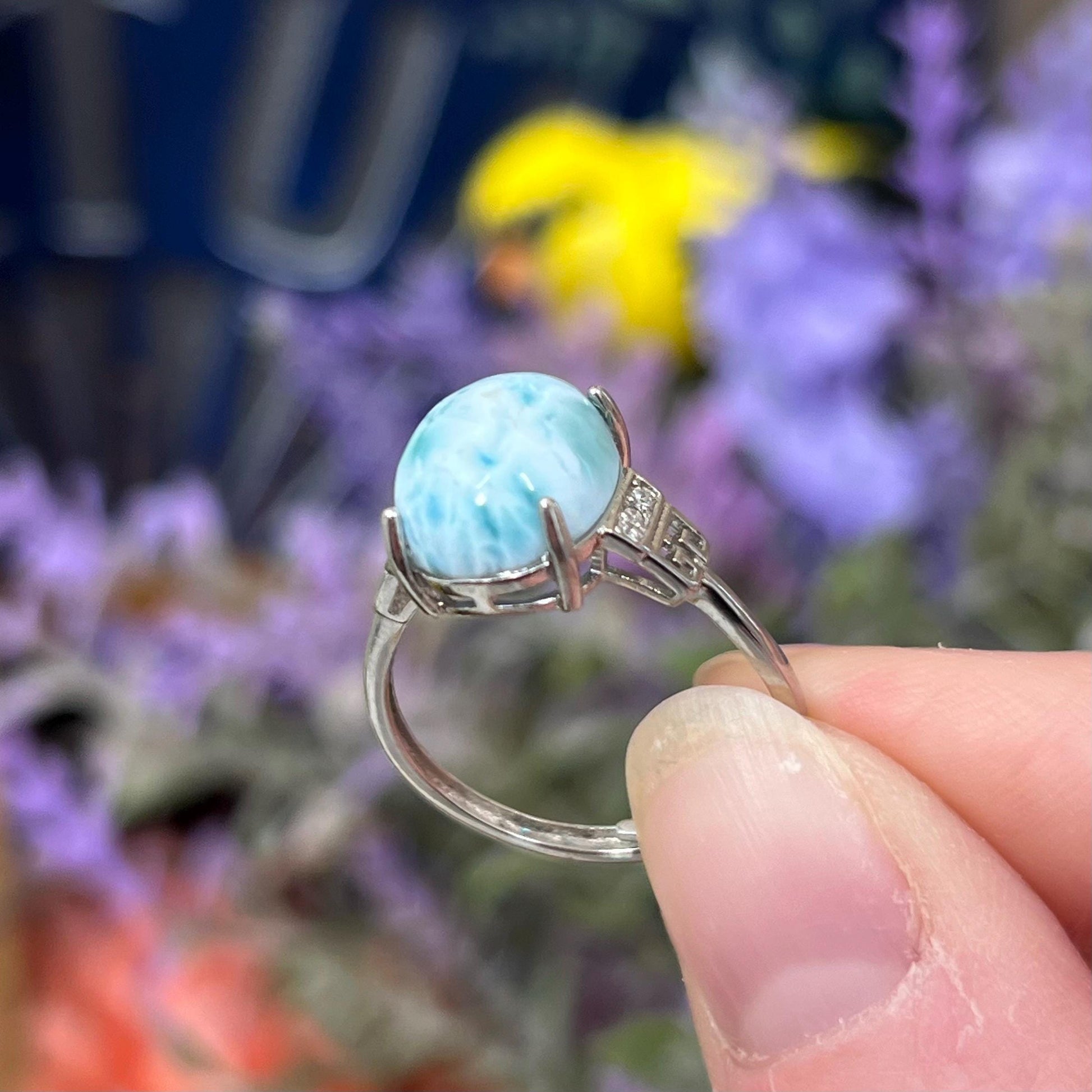 Larimar Ring | Adjustable Crystal Ring