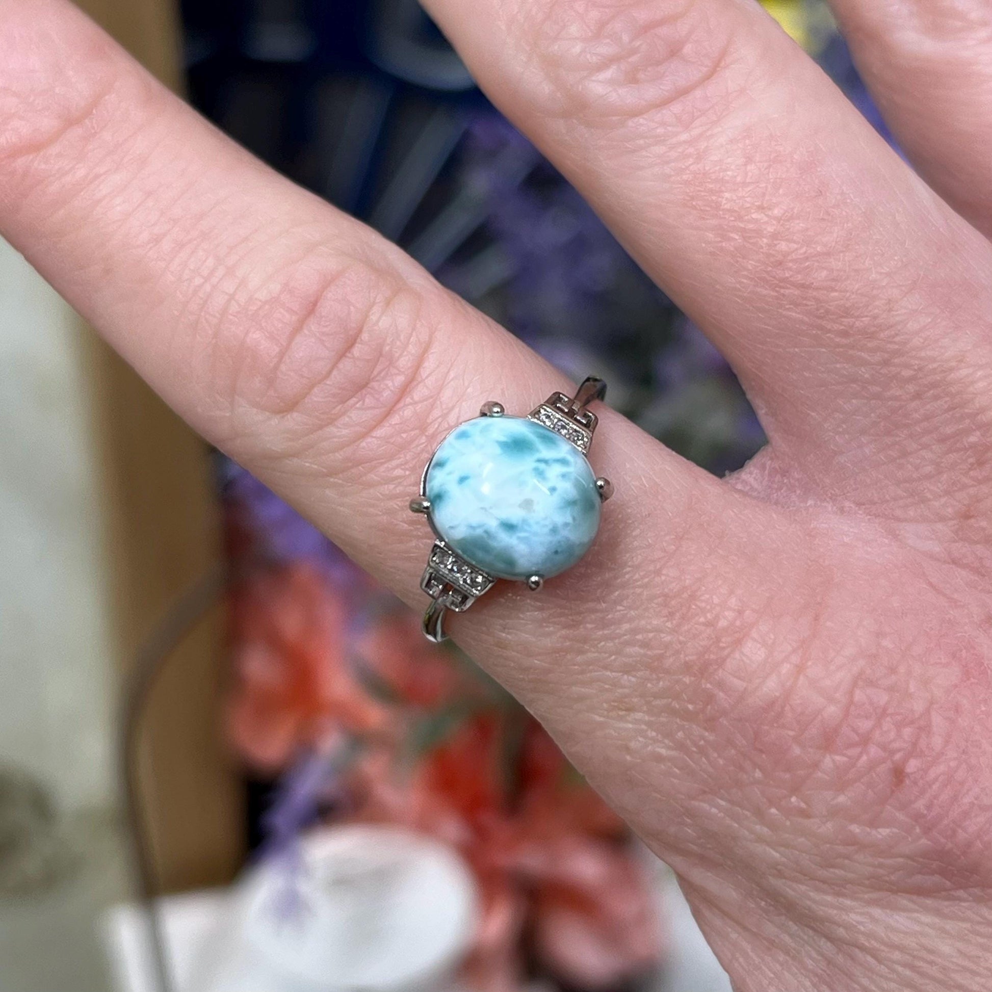 Larimar Ring | Adjustable Crystal Ring