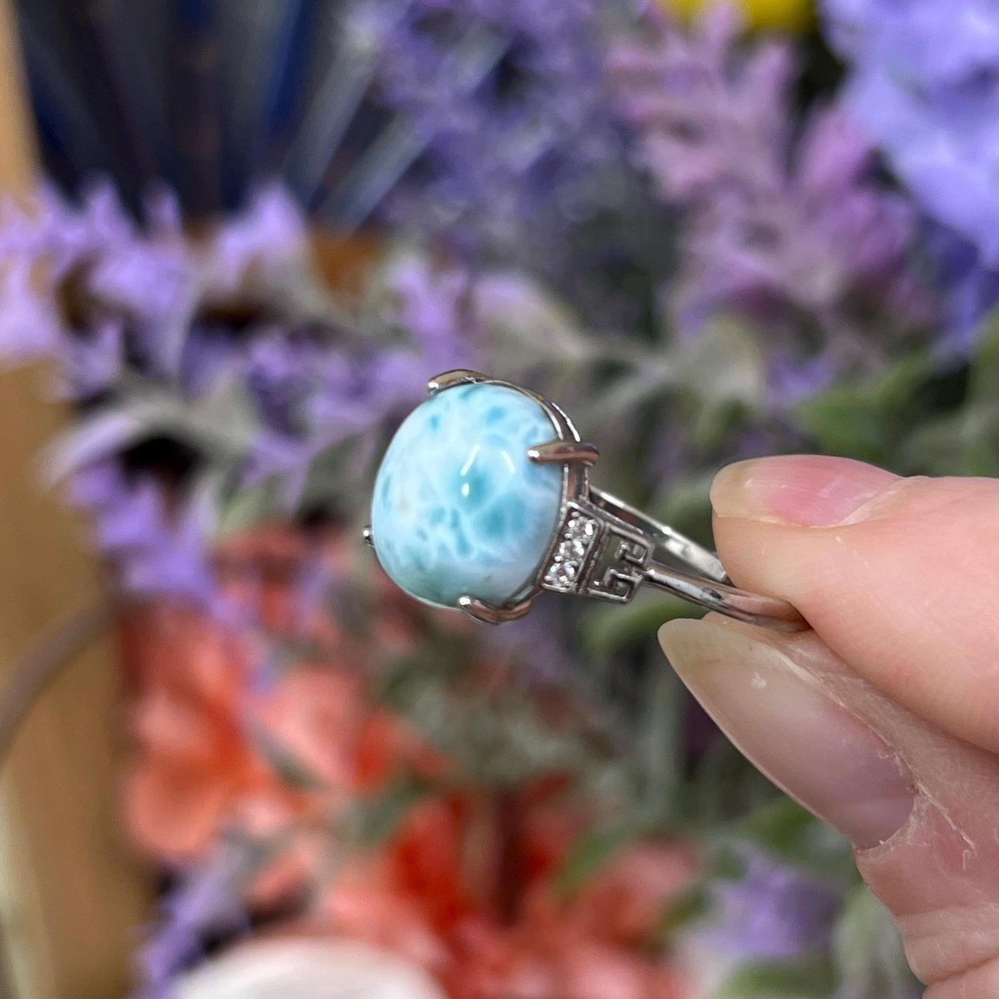 Larimar Ring | Adjustable Crystal Ring