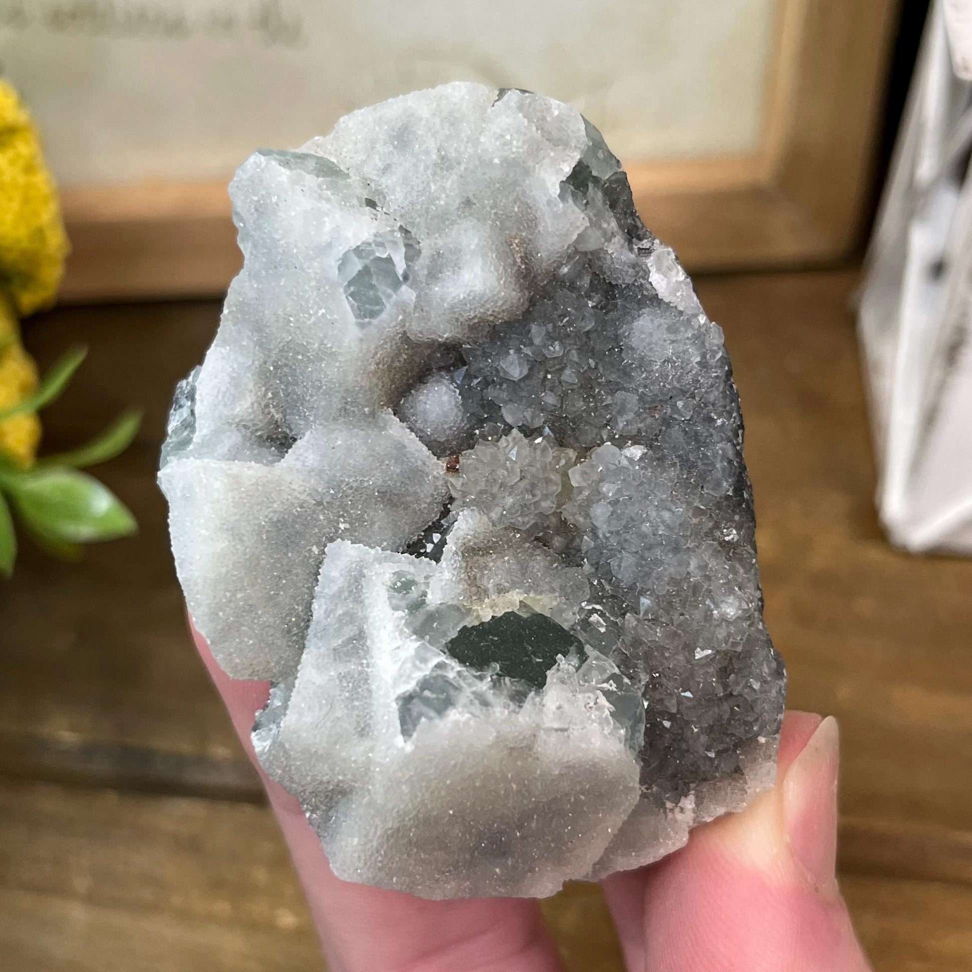 Cubic Fluorite with Quartz Specimen | Sugar Fluorite | Sugar Druzy | Light Green Fluorite Specimen
