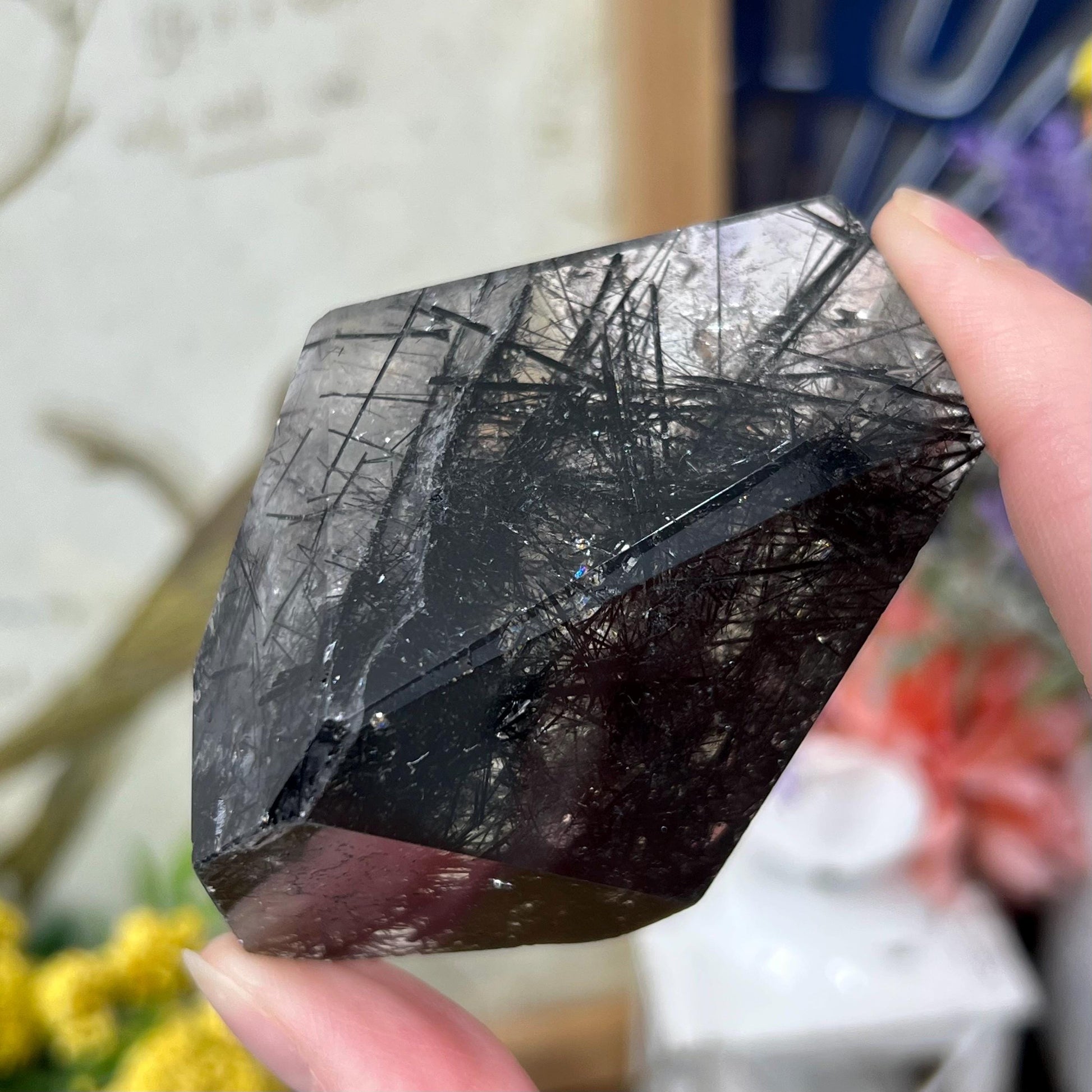 High Quality Black Tourmaline in Quartz Freeform | Tourmalinated Quartz | Black Rutile