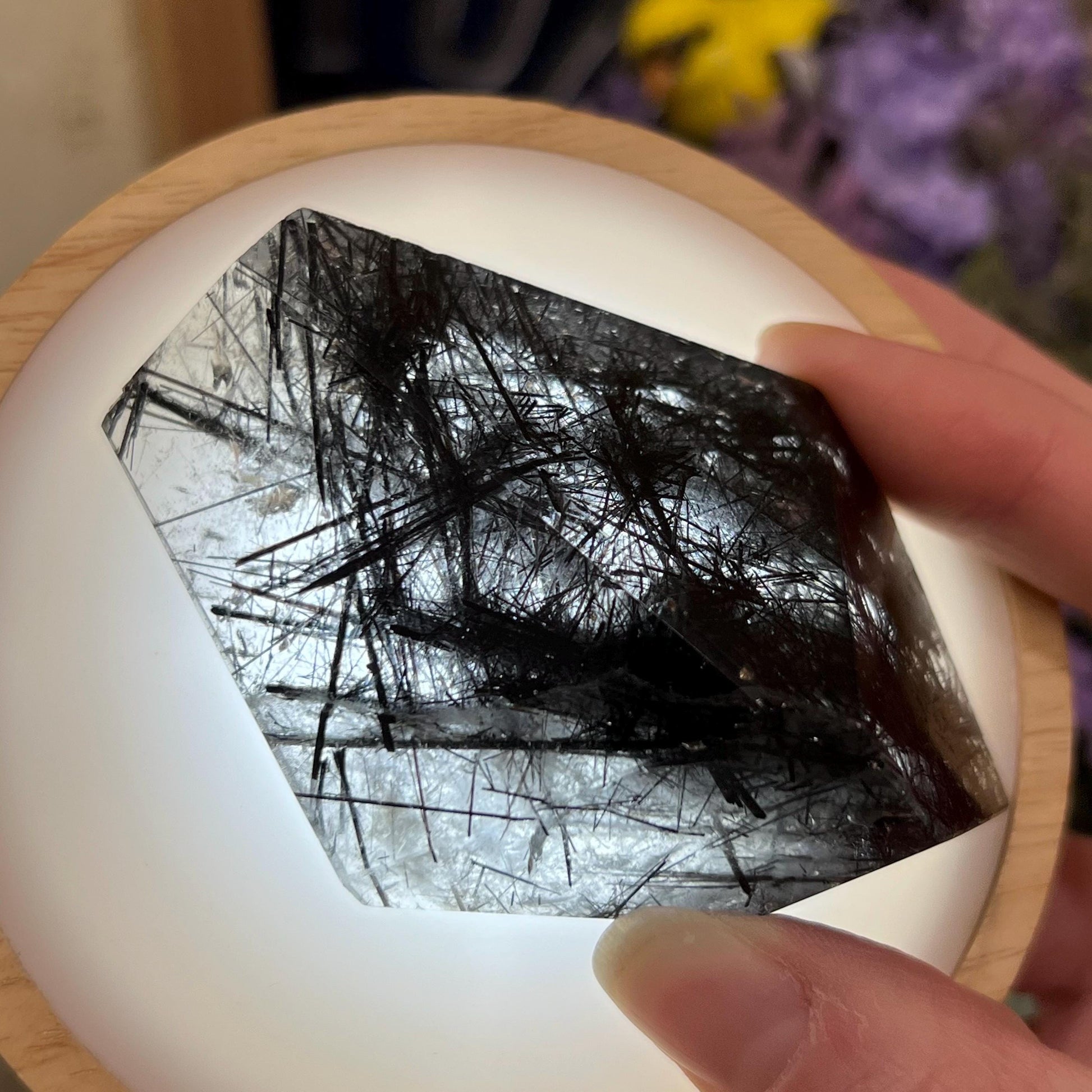 High Quality Black Tourmaline in Quartz Freeform | Tourmalinated Quartz | Black Rutile