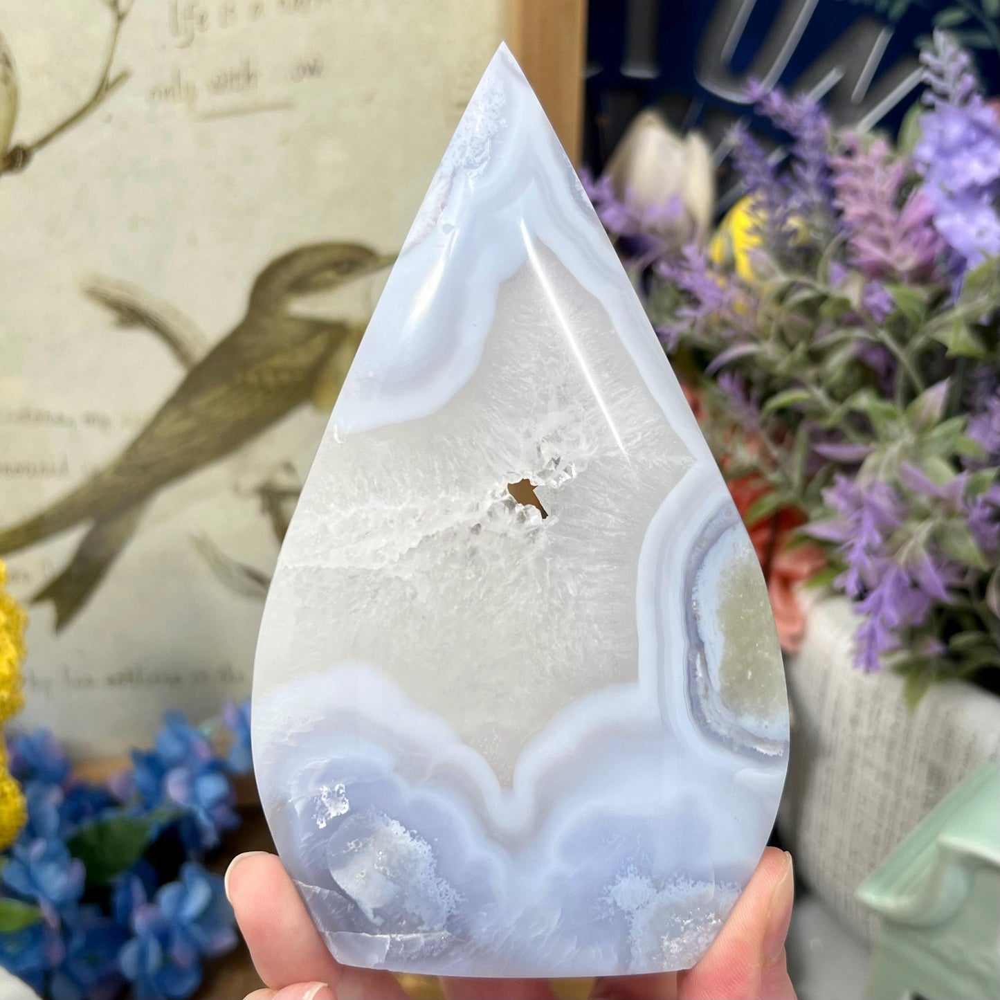 Large High Quality Blue Lace Agate Freeform | Druzy Blue Lace Agate | Crystal Flame