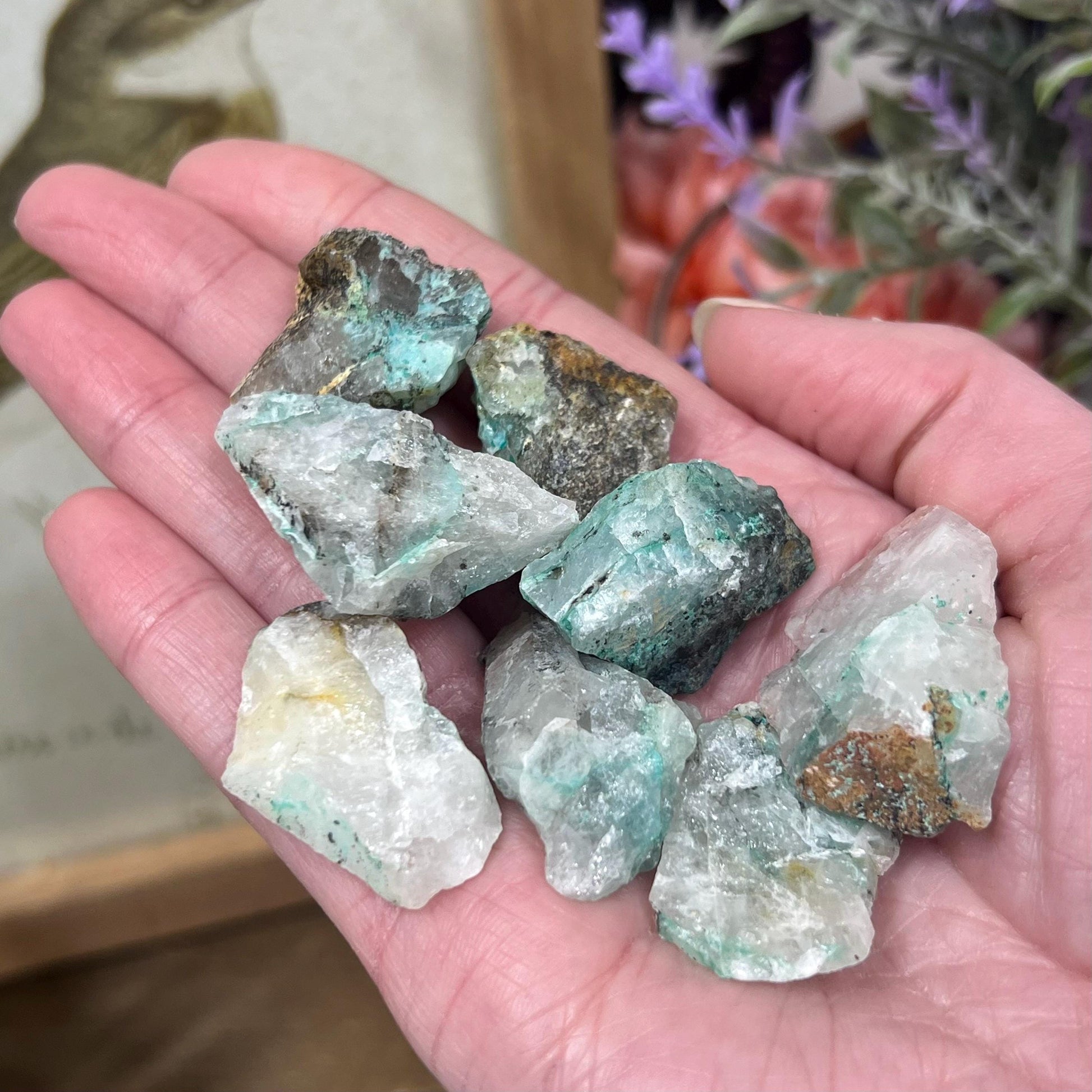 Raw Chrysocolla in Quartz Chunk from Peru | Rough Chrysocolla