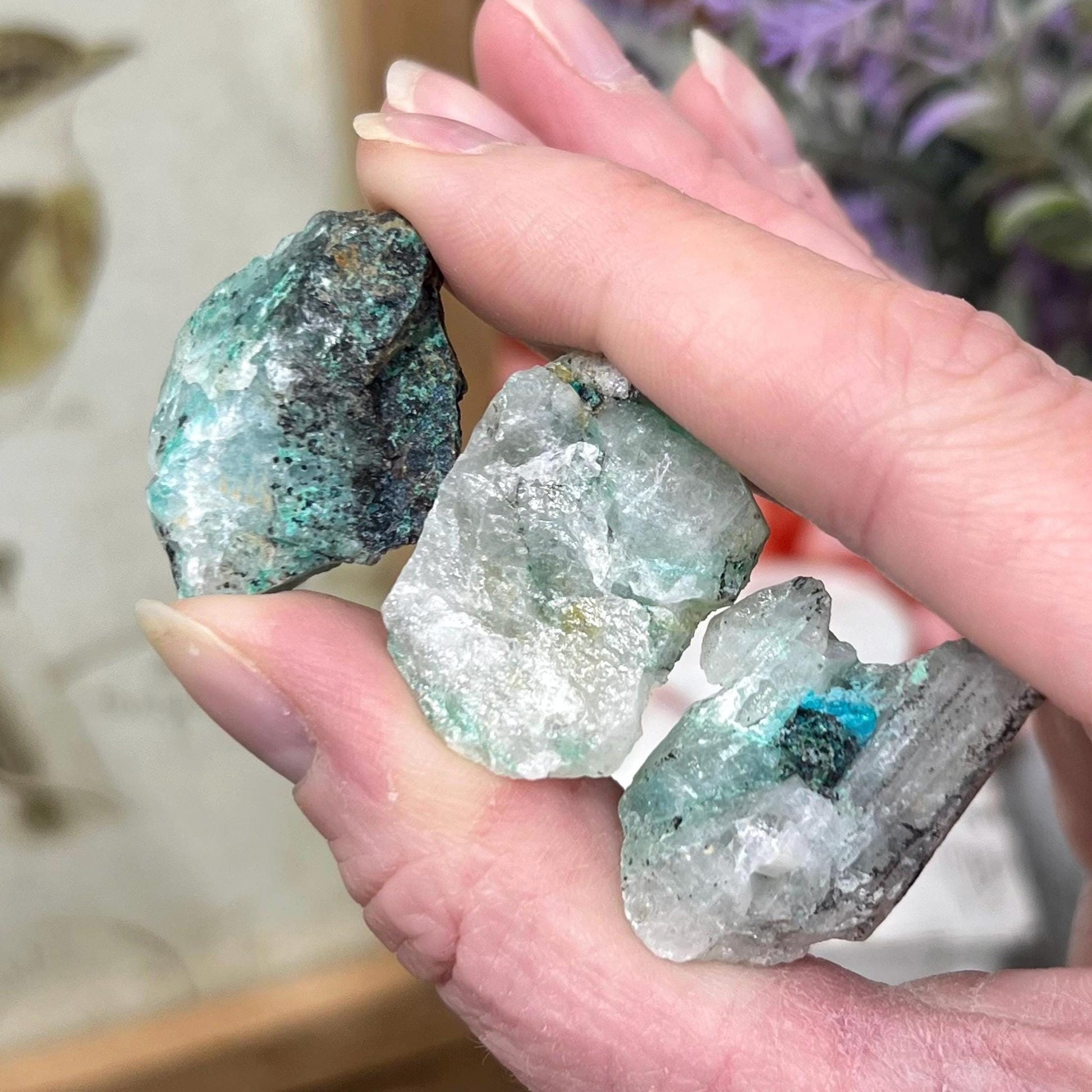 Raw Chrysocolla in Quartz Chunk from Peru | Rough Chrysocolla