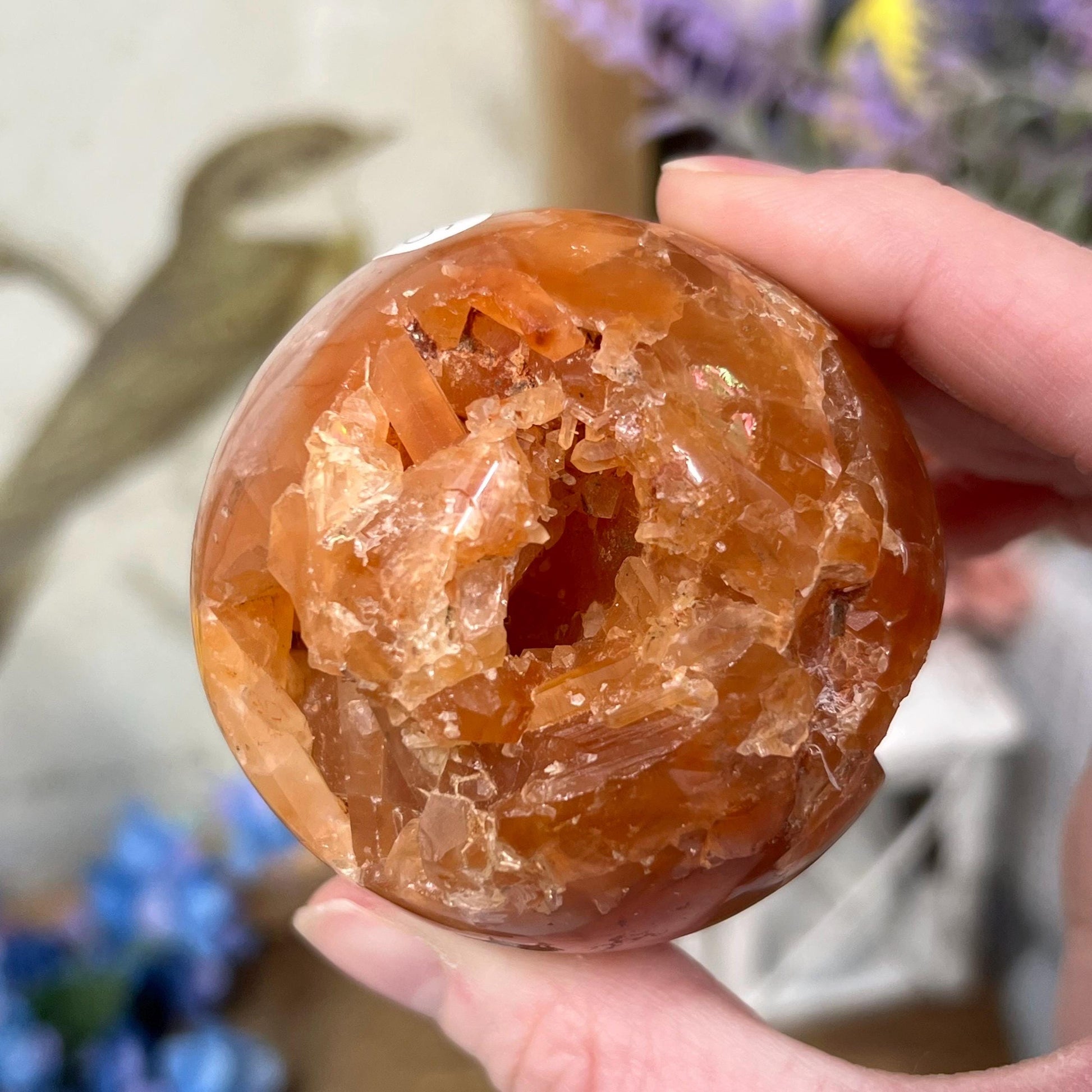 Unique Fire Quartz Sphere | Quartz Cluster Sphere | Orange Hematoid Quartz