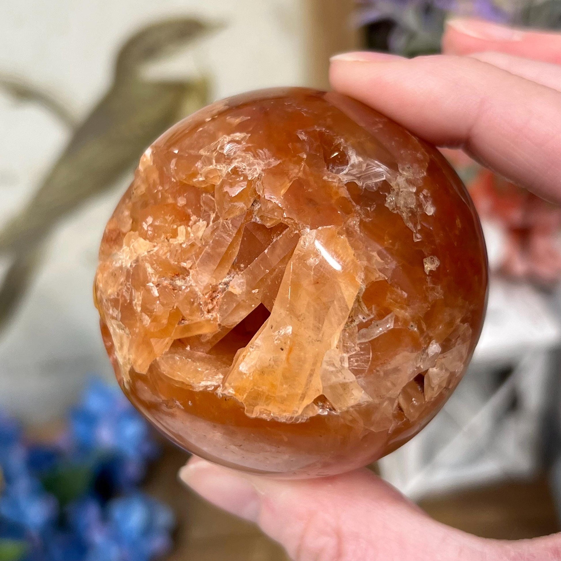 Unique Fire Quartz Sphere | Quartz Cluster Sphere | Orange Hematoid Quartz