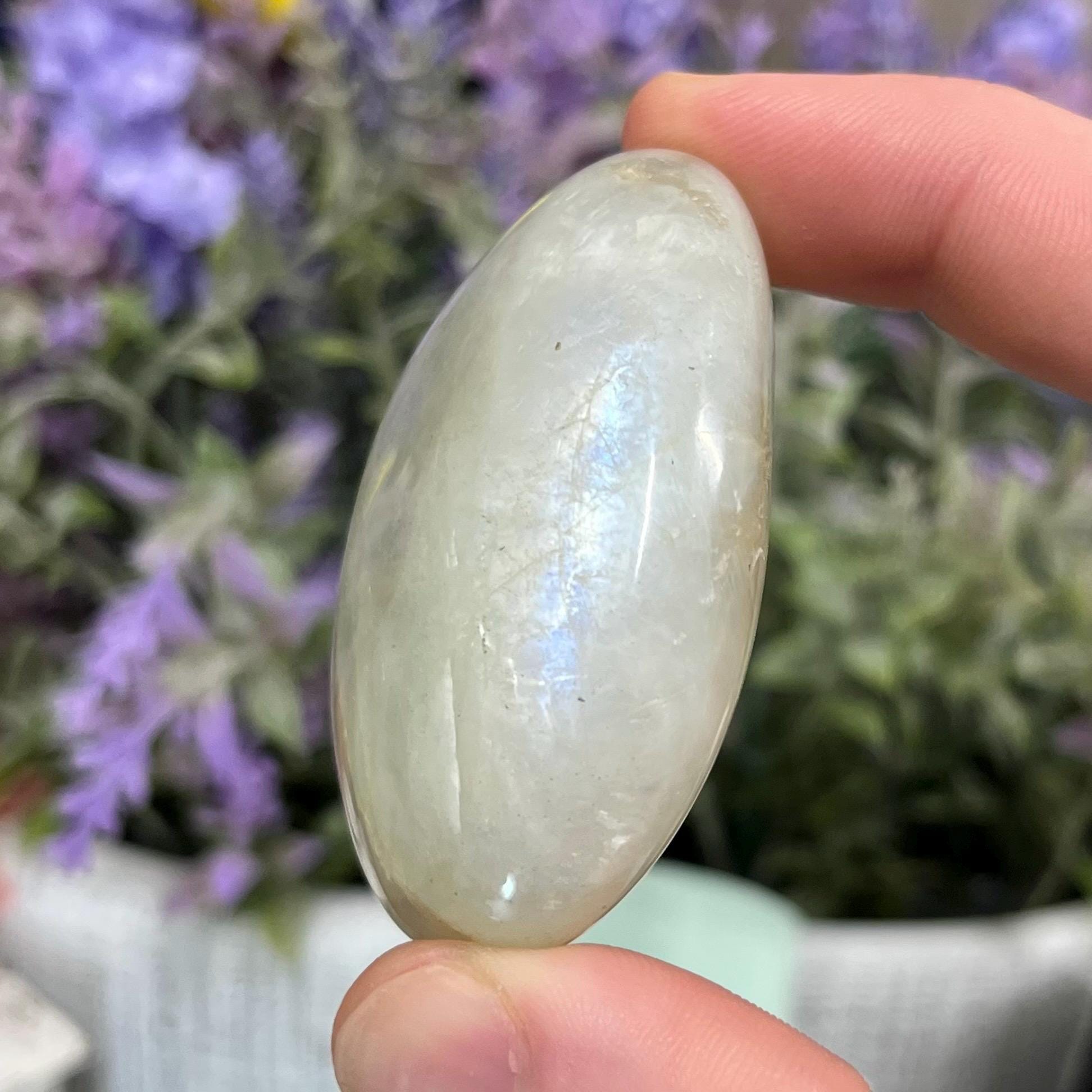 Green Moonstone Palm Stone with Blue Flash | Garnierite Palm
