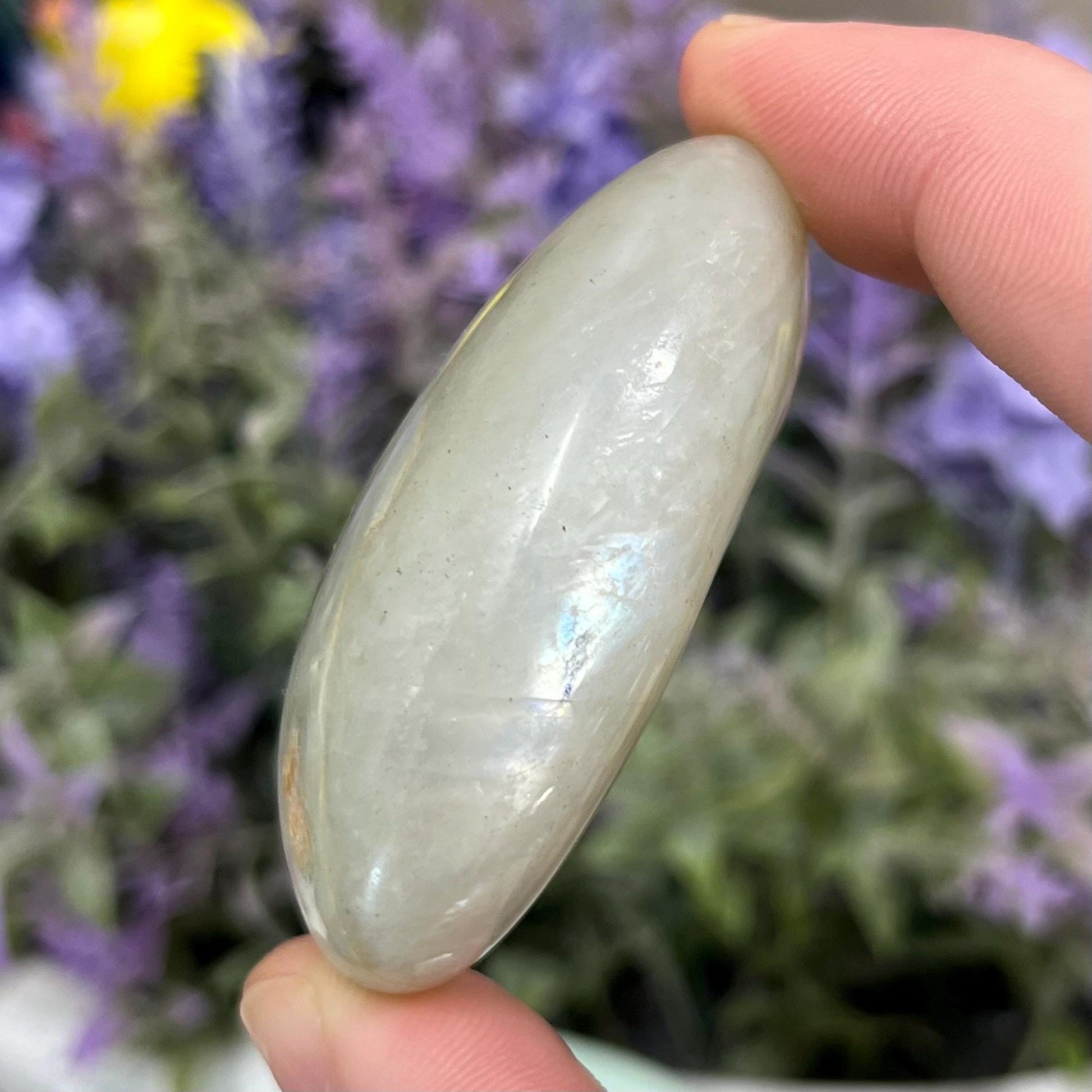 Green Moonstone Palm Stone with Blue Flash | Garnierite Palm