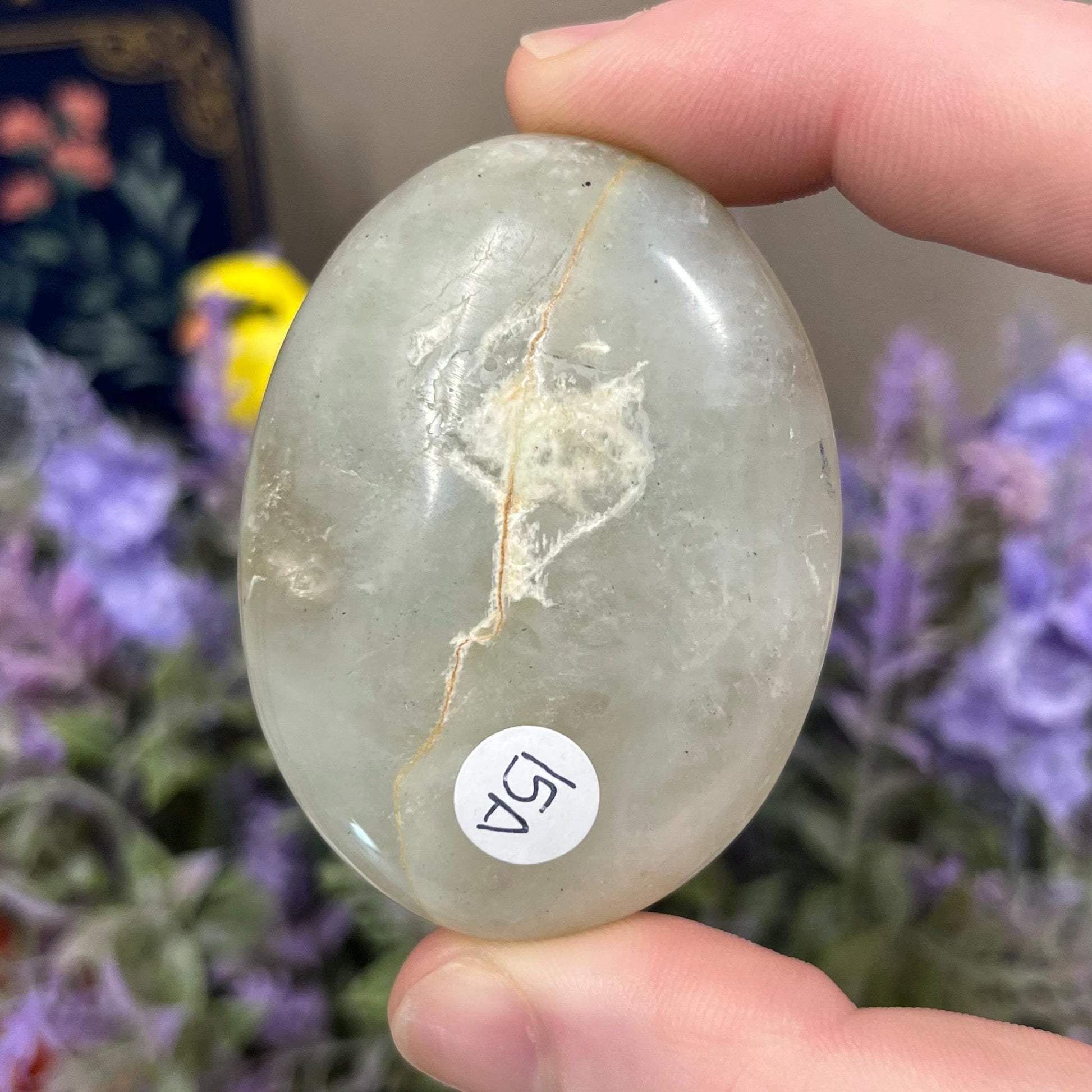 Green Moonstone Palm Stone with Blue Flash | Garnierite Palm