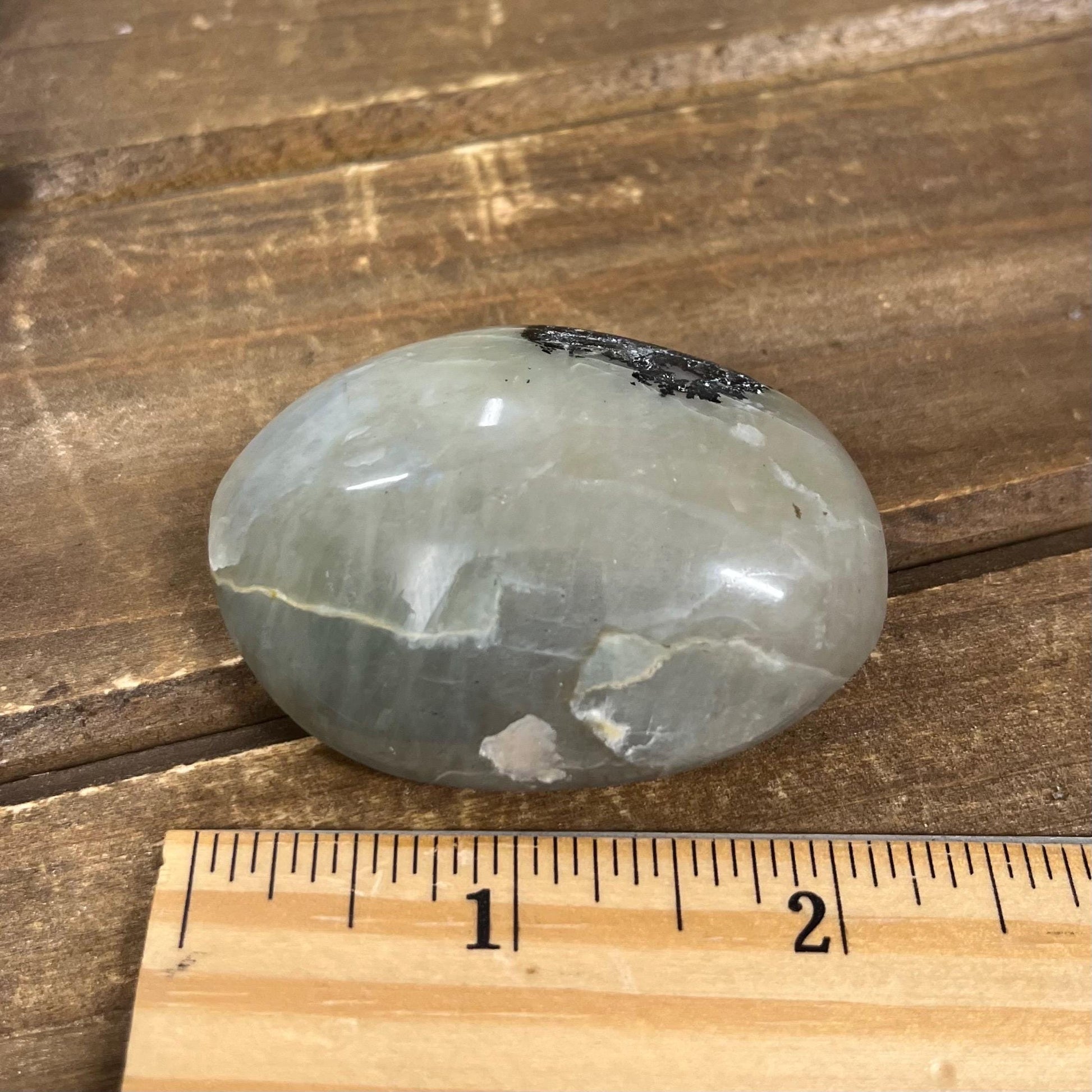 Flashy Green Moonstone Palm Stone with Blue Flash | Garnierite Palm