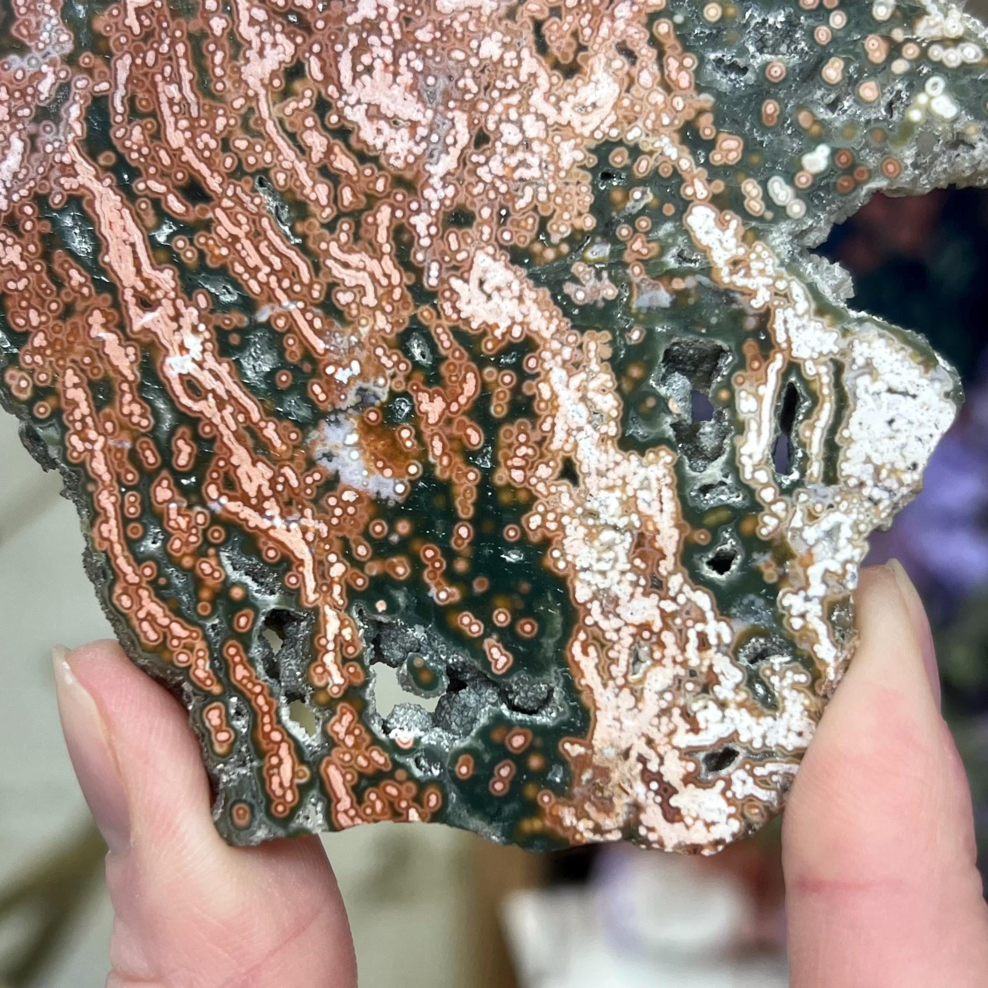 Veinless Ocean Jasper Slab | Pink Ocean Jasper | Druzy Ocean Jasper
