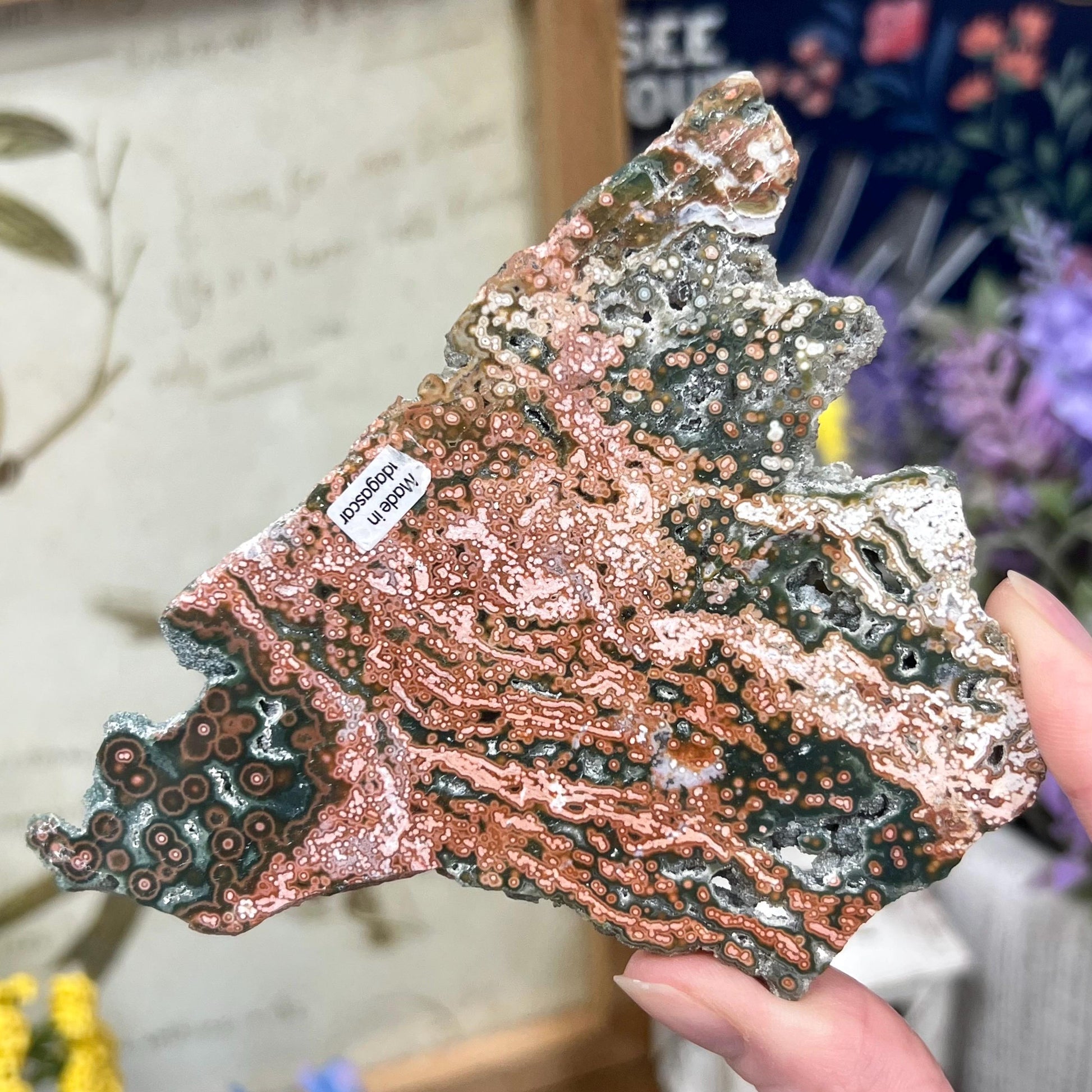 Veinless Ocean Jasper Slab | Pink Ocean Jasper | Druzy Ocean Jasper