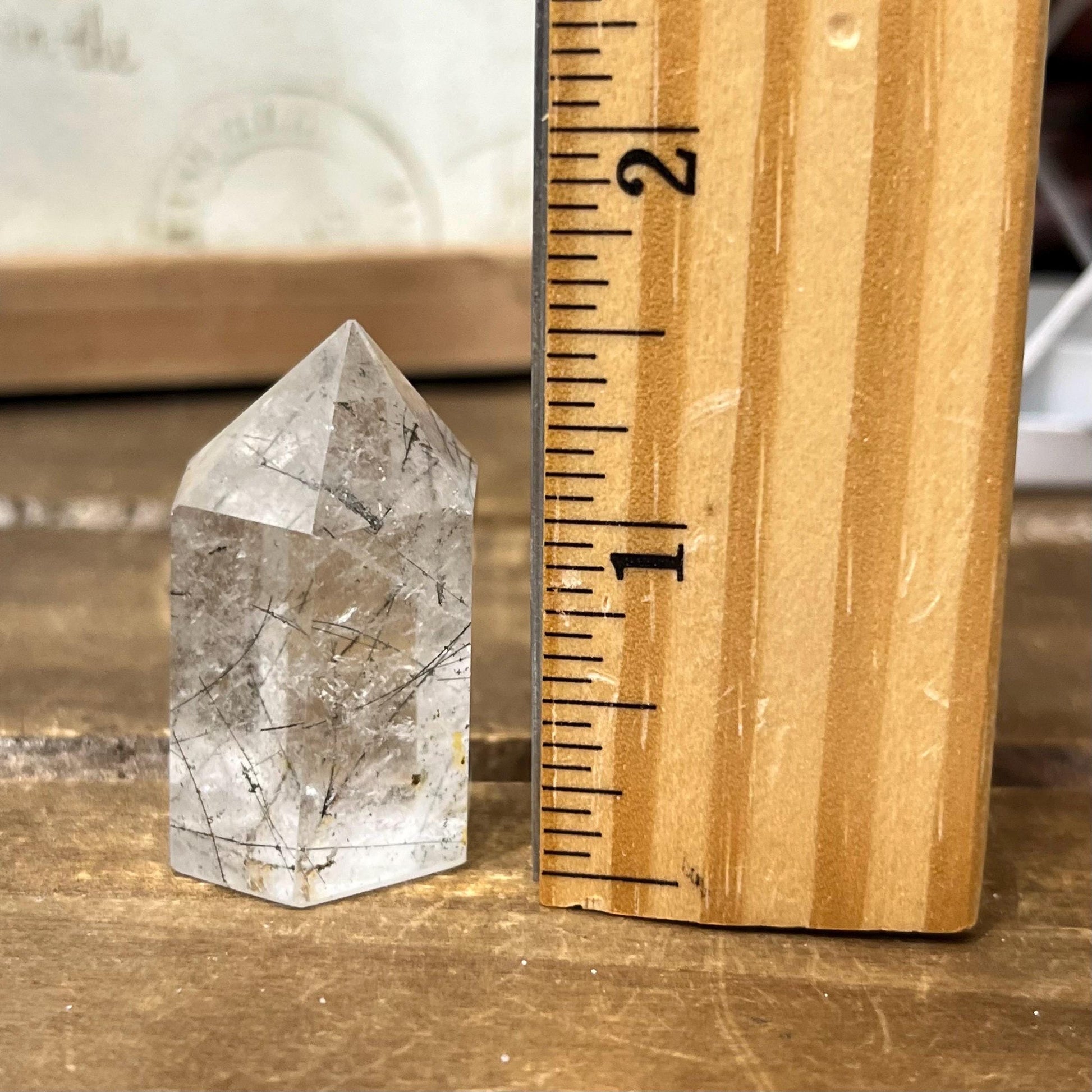 Small High Quality Black Rutile in Quartz Tower | Black Tourmaline Quartz Tower | Tourmalinated Quartz