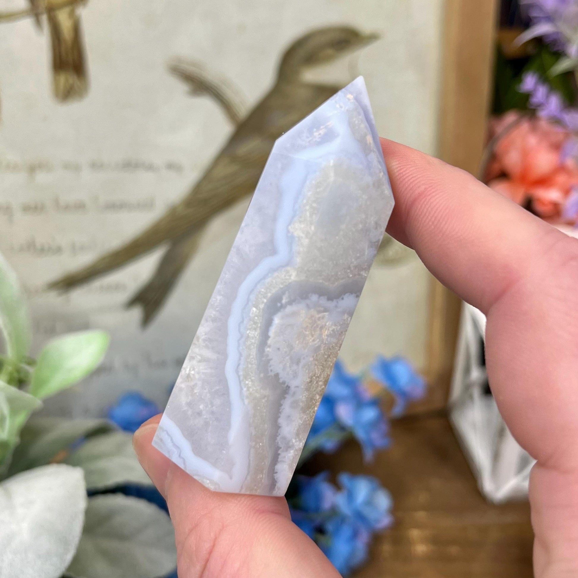 High Quality Blue Lace Agate Tower | Druzy Blue Lace Agate