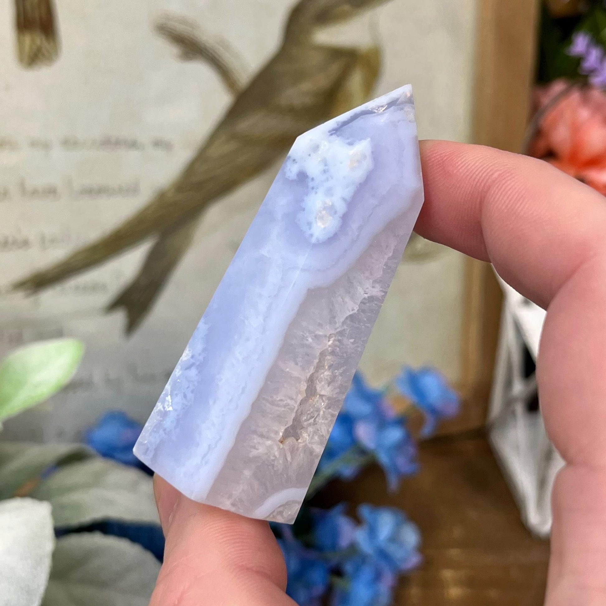 High Quality Blue Lace Agate Tower | Druzy Blue Lace Agate