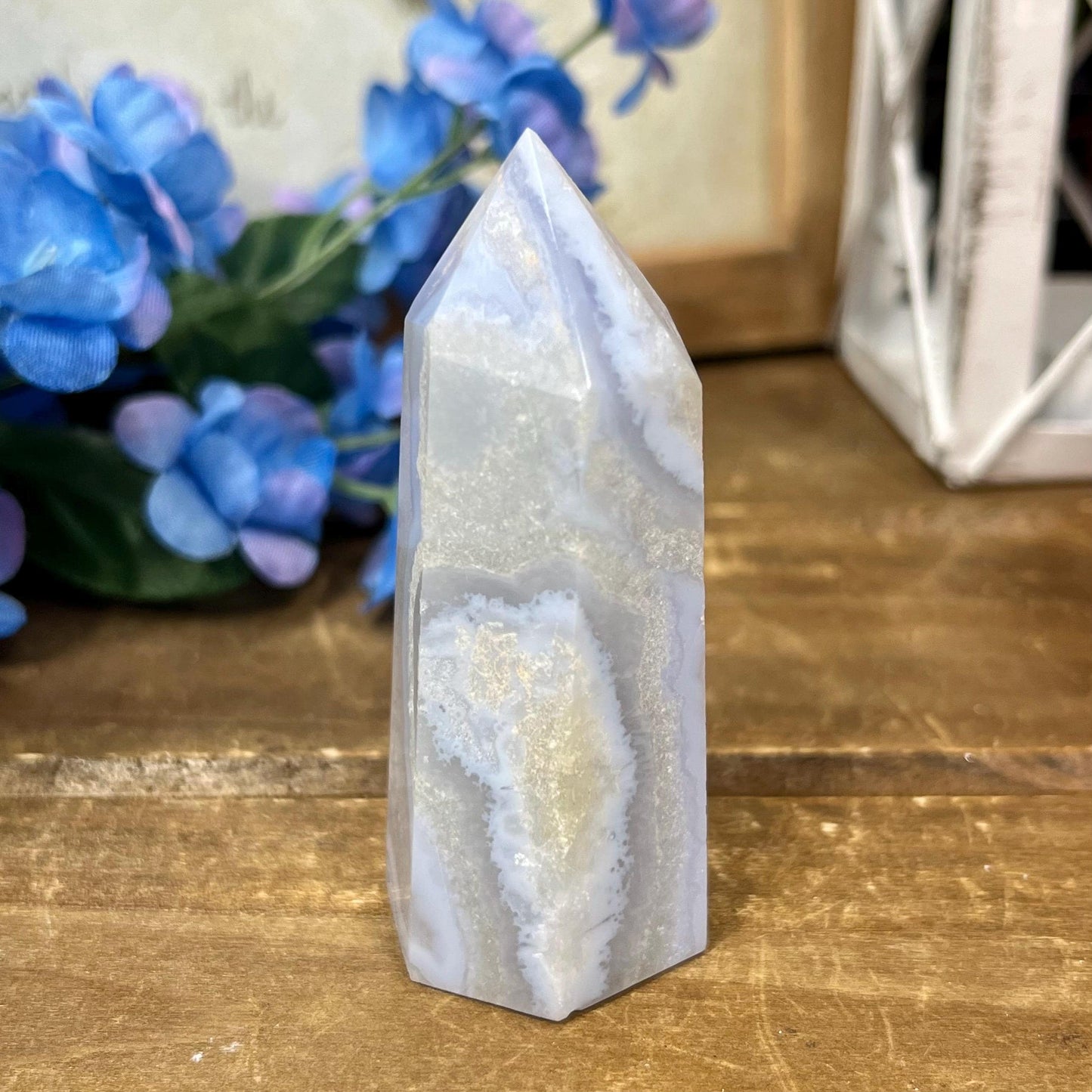 High Quality Blue Lace Agate Tower | Druzy Blue Lace Agate