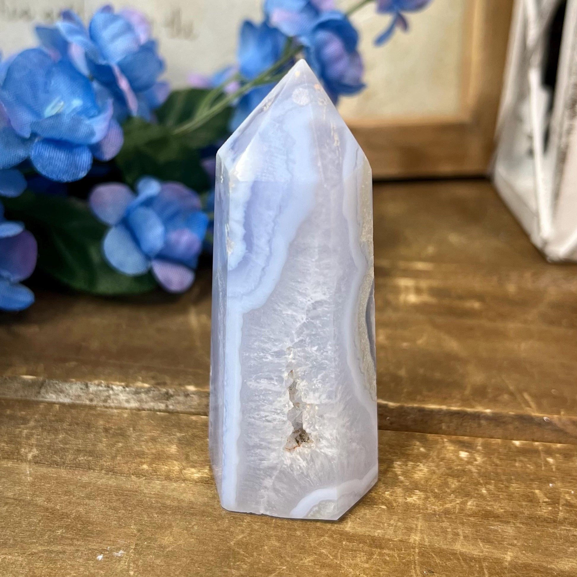 High Quality Blue Lace Agate Tower | Druzy Blue Lace Agate