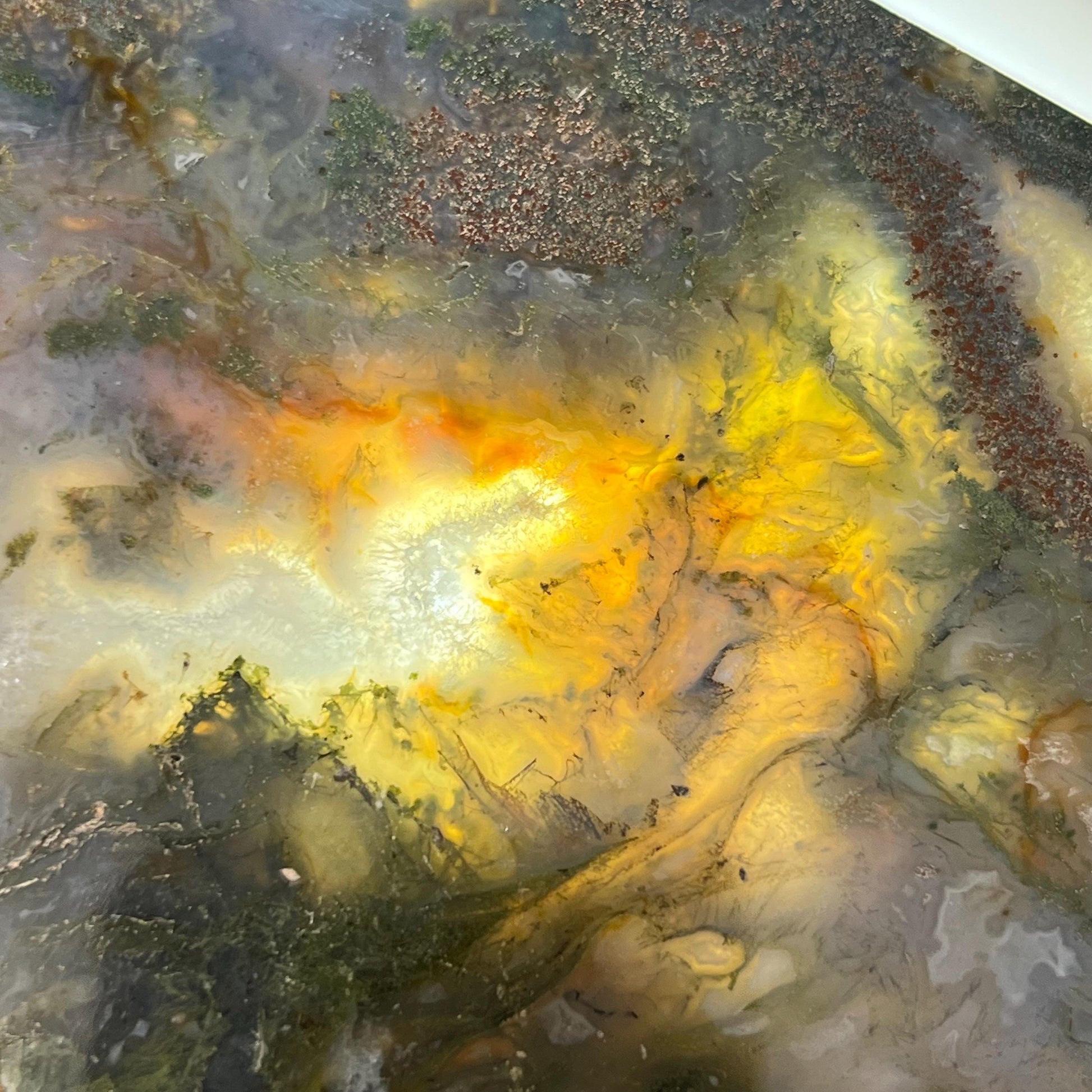 Colorful Moss Agate Slab with Stand