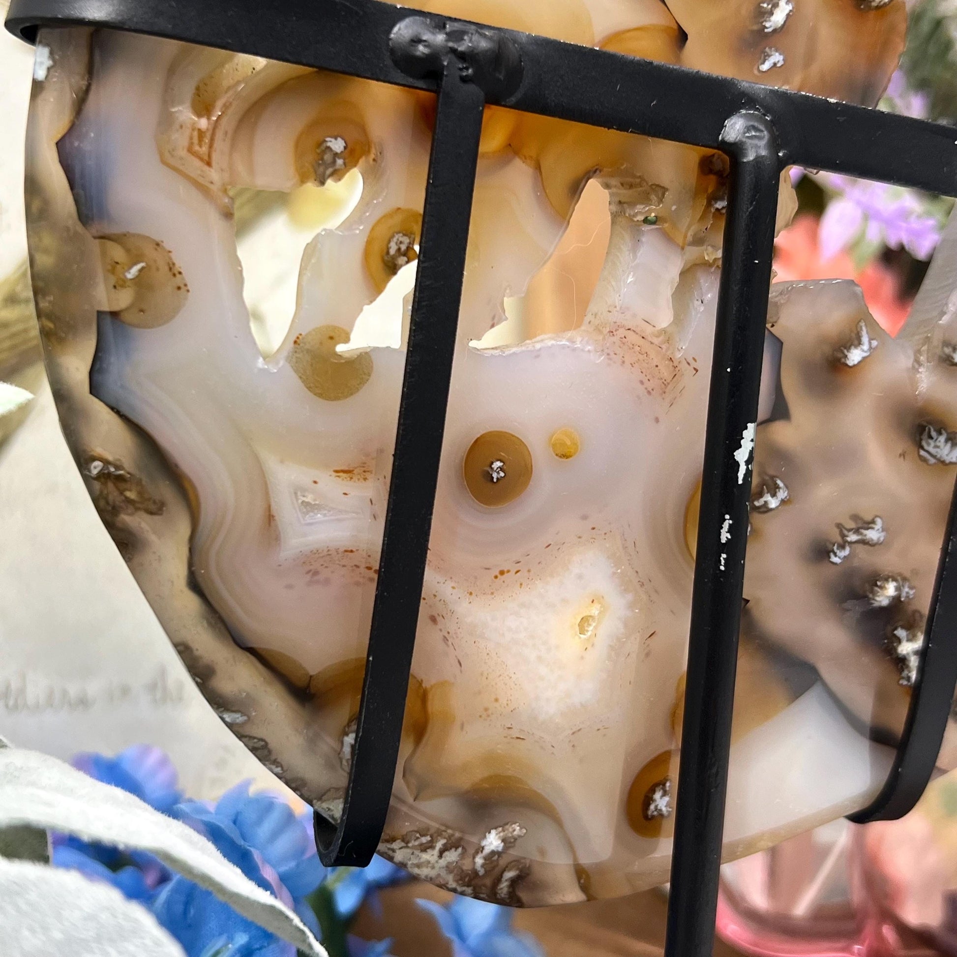 Large Dendritic Agate Wolf on Stand | Crystal Wolf | Howling Wolf Carving