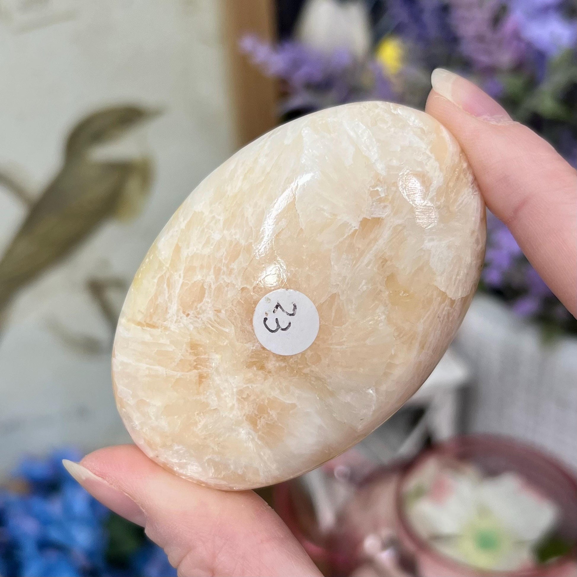 Peach Stilbite Palm Stone | Flashy Stilbite