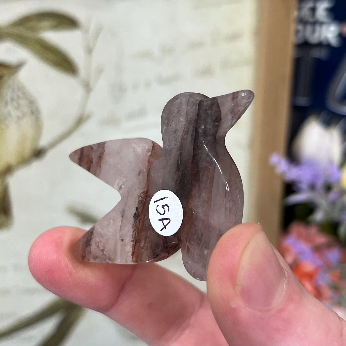 Cute Fire Quartz Hummingbird | Crystal Bird Carving | Red Hematoid Quartz