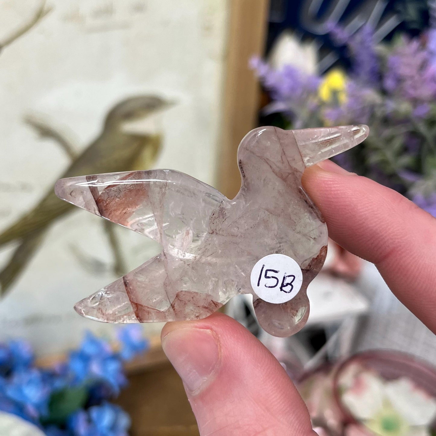 Cute Fire Quartz Hummingbird | Crystal Bird Carving