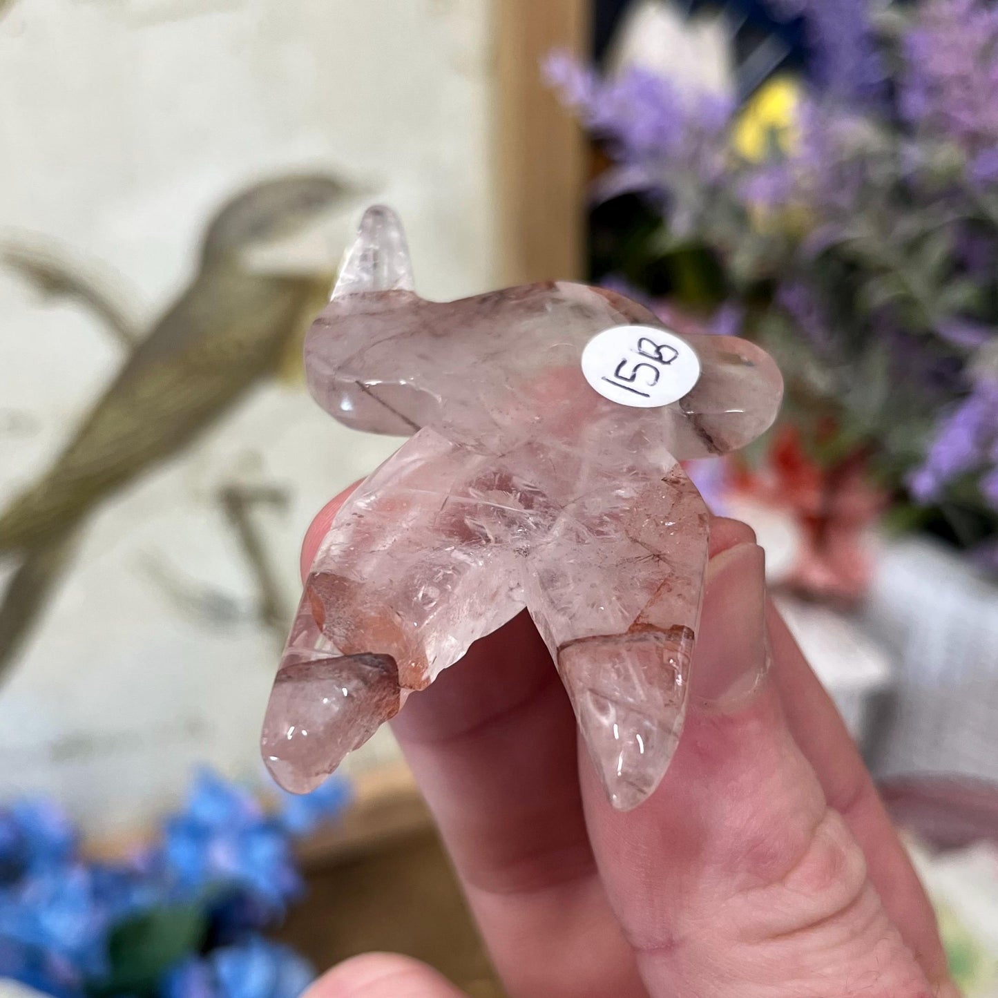 Cute Fire Quartz Hummingbird | Crystal Bird Carving
