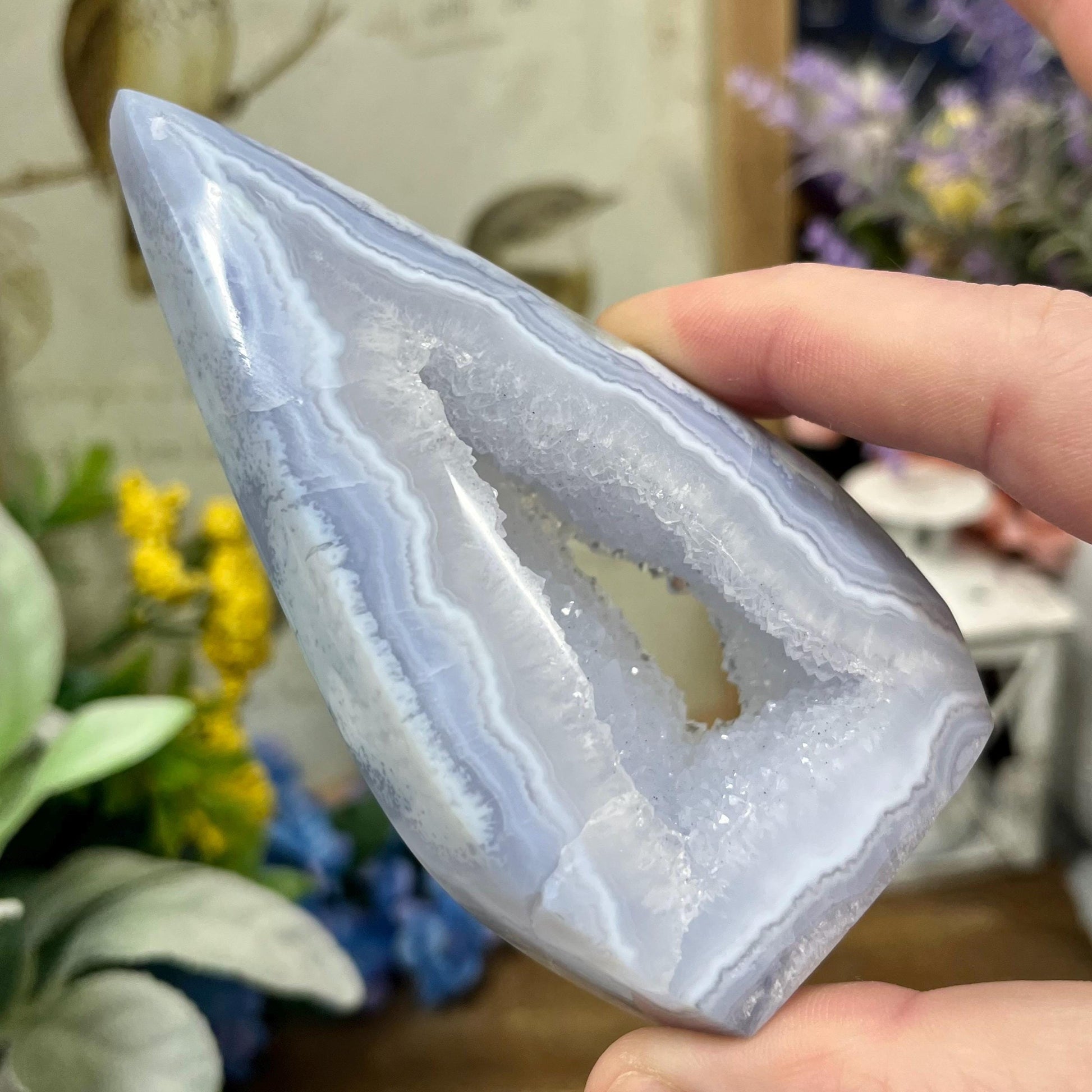 High Quality Blue Lace Agate Freeform | Druzy Blue Lace Agate | Crystal Flame