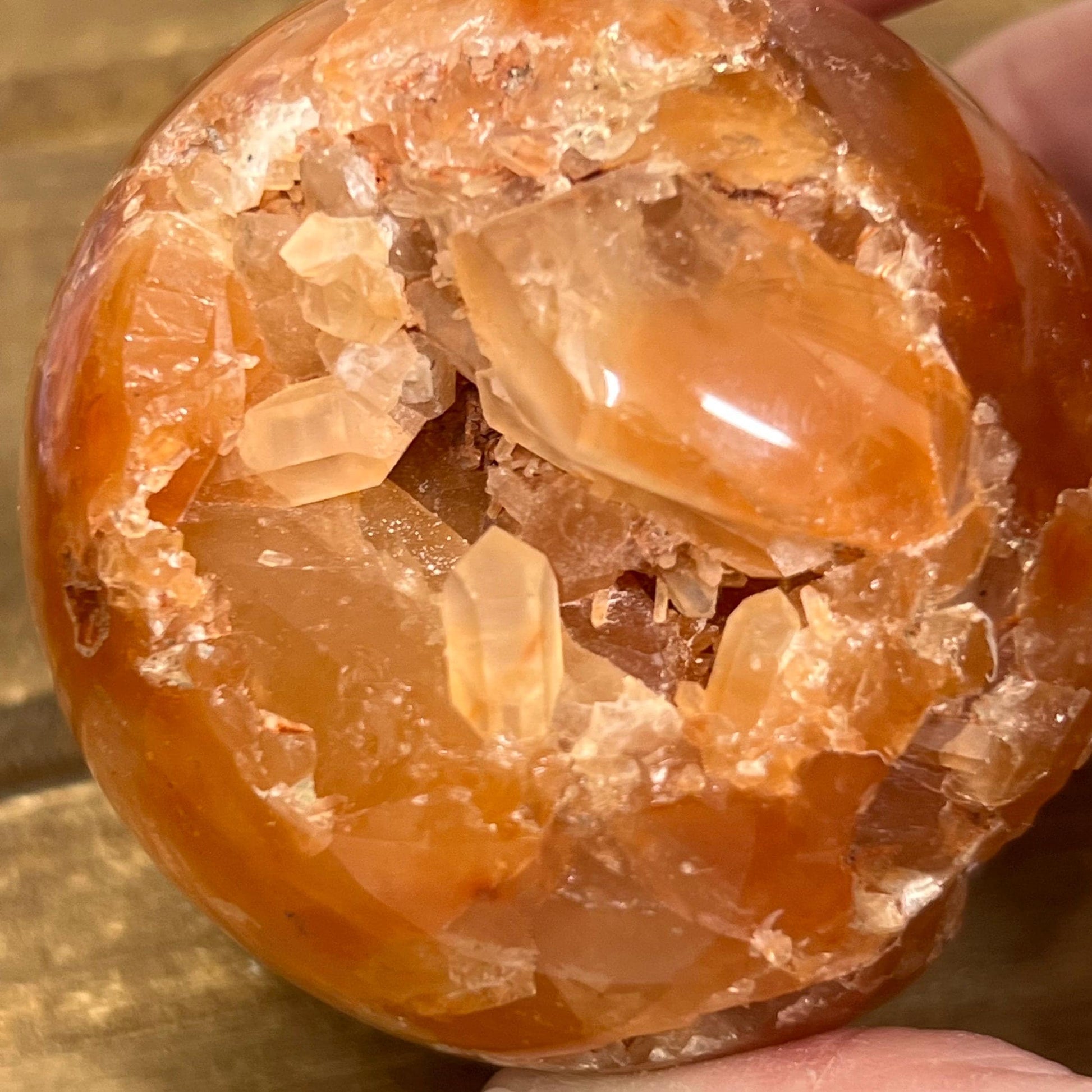 Unique Fire Quartz Sphere | Quartz Cluster Sphere | Orange Hematoid Quartz