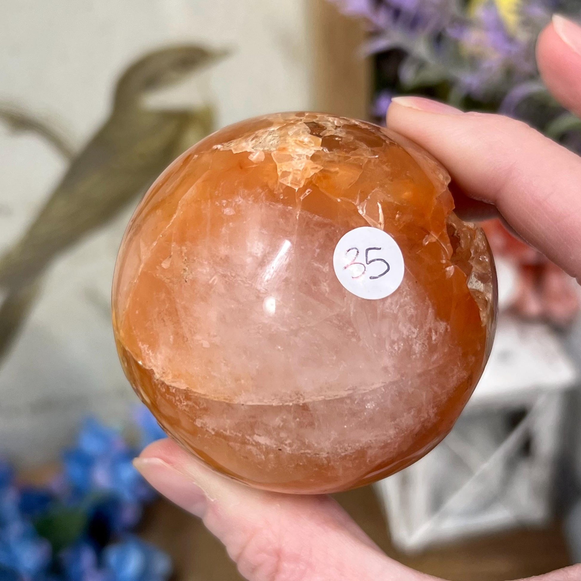 Unique Fire Quartz Sphere | Quartz Cluster Sphere | Orange Hematoid Quartz