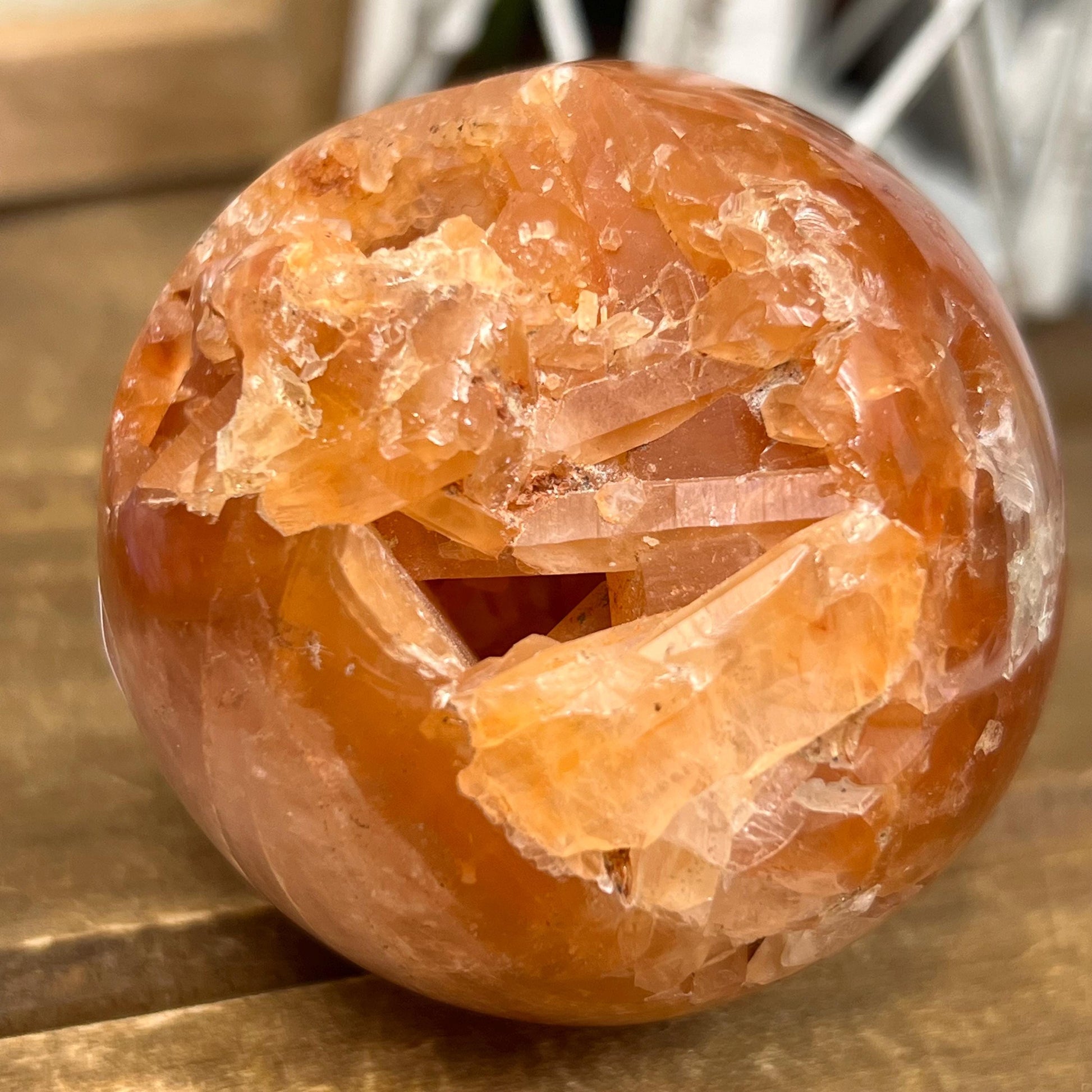 Unique Fire Quartz Sphere | Quartz Cluster Sphere | Orange Hematoid Quartz