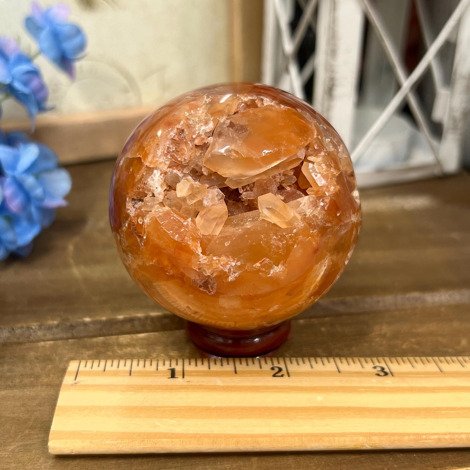 Unique Fire Quartz Sphere | Quartz Cluster Sphere | Orange Hematoid Quartz